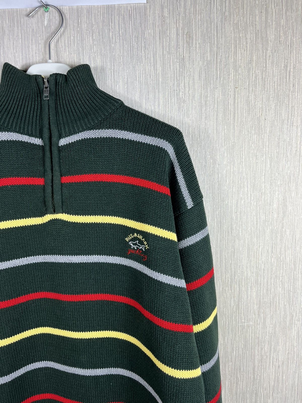 Paul & Shark × Vintage Paul & Shark vintage striped knit sweater half zip logo Size US L / EU 52-54 / 3 - 3 Thumbnail