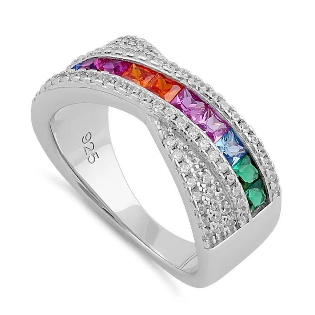 Other Sterling Silver Multicolor CZ Twist Ring New Size ONE SIZE - 1 Thumbnail