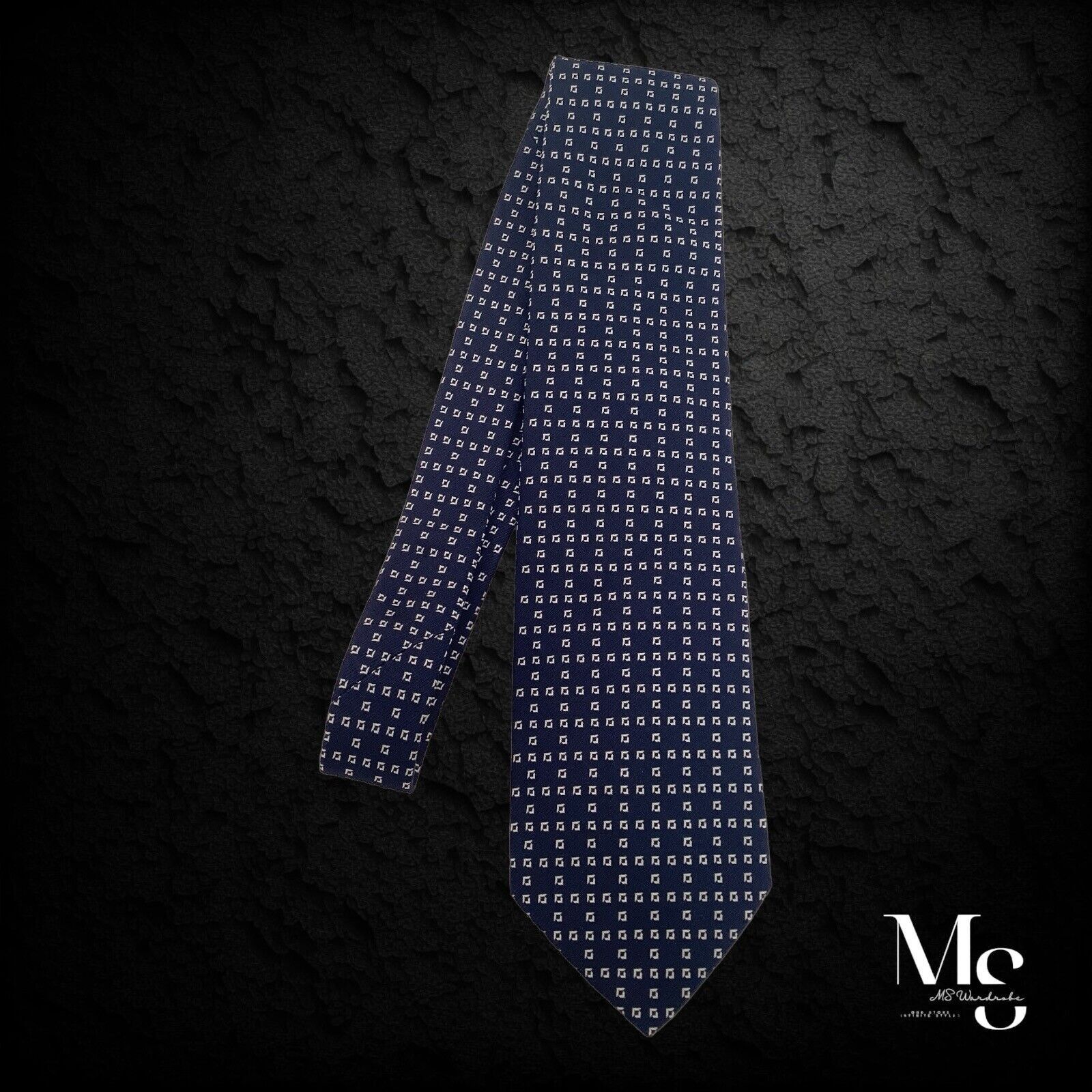 Les Copains LES COPAINS Navy Blue Geometric Silk Tie Made In Italy W: 3 Size ONE SIZE - 4 Thumbnail