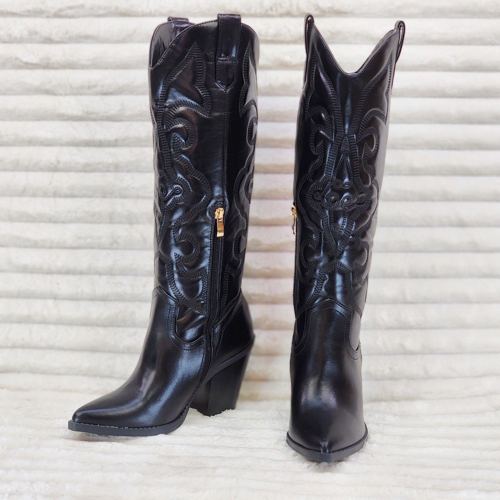 Other Electric Cowboy Western Faux Leather Knee High Cowgirl Boots Size US 7 / IT 37 - 7 Thumbnail