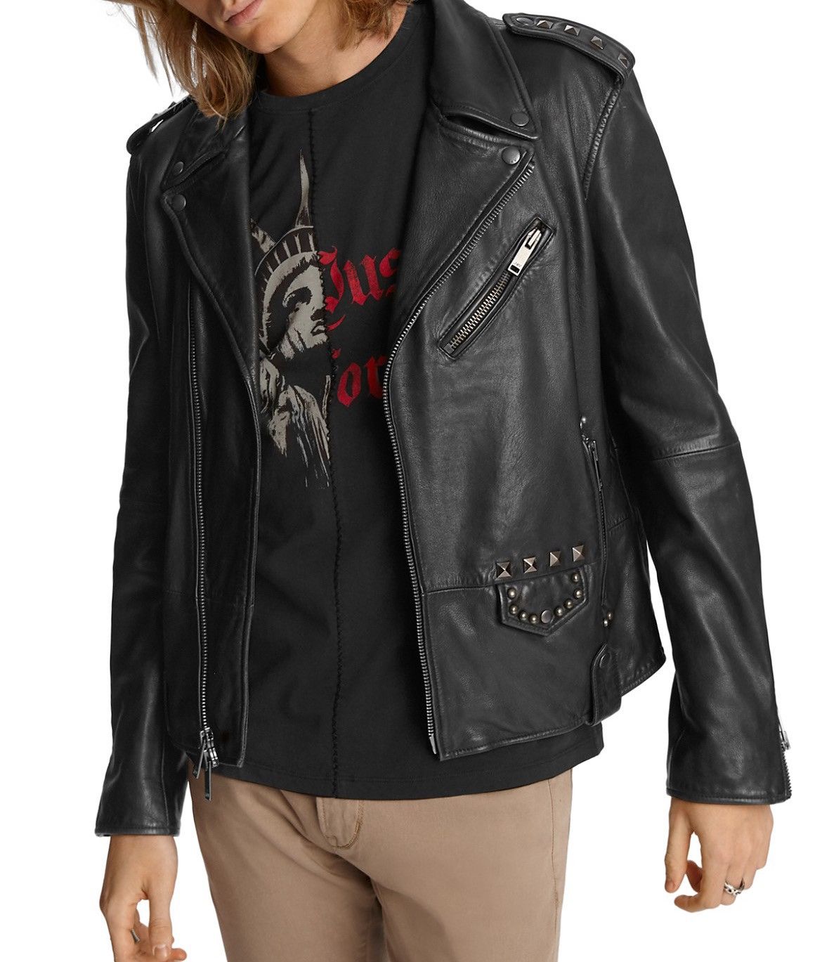 John Varvatos Misfits studded leather biker jacket size medium Size US M / EU 48-50 / 2 - 11 Thumbnail