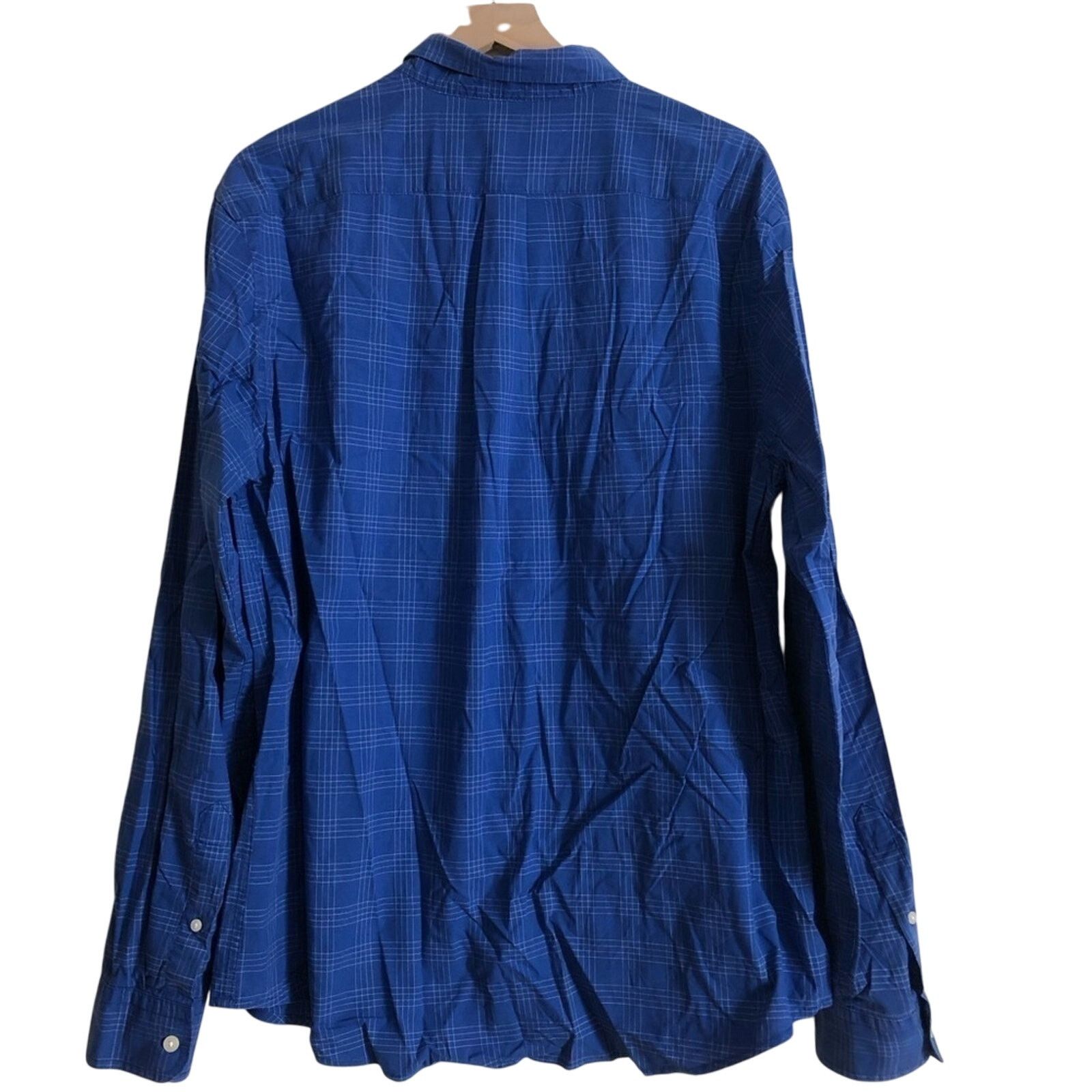 Gap Gap Men's Slim Fit Long Sleeves Button Dark Blue Plaid Shirt Size US XL / EU 56 / 4 - 2 Thumbnail