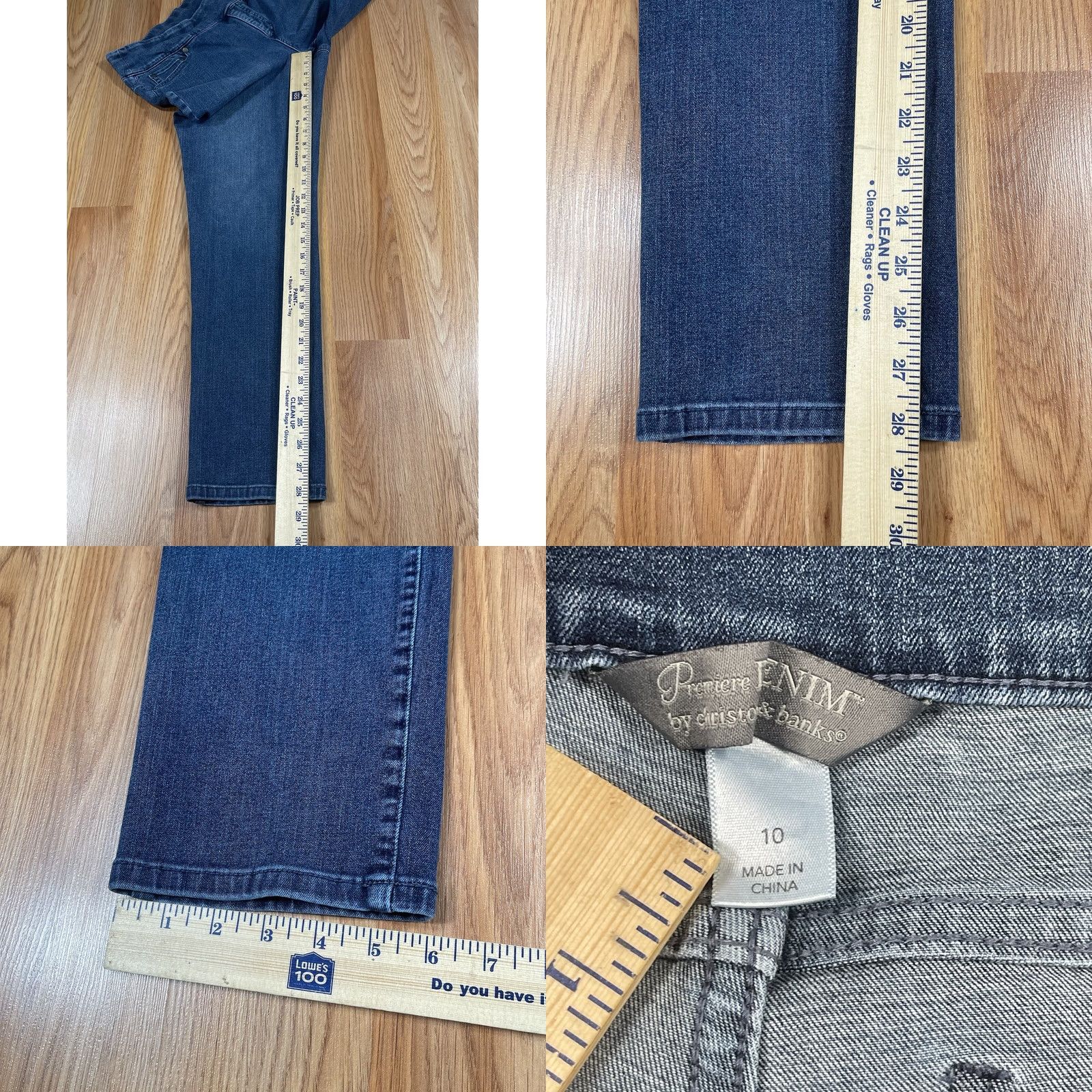 Denime Premium Denim Jeans Womens 10 Straight Leg Mid Rise Stretch Blue Denim Pants Size 32" / US 10 / IT 46 - 8 Thumbnail