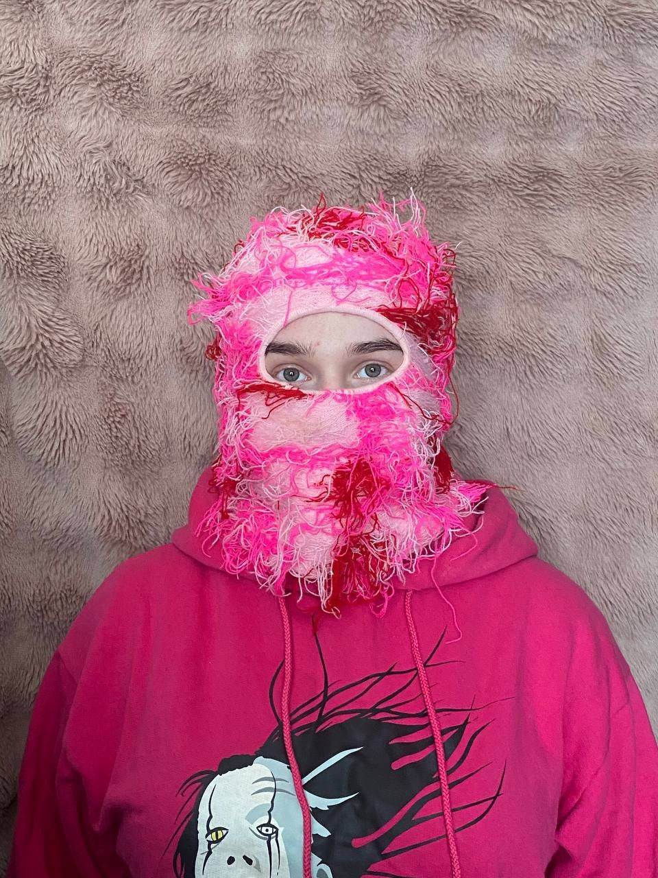 Japanese Brand DISTRESSED Pink Y2k Opium BALACLAVA Hat Size ONE SIZE - 1 Thumbnail
