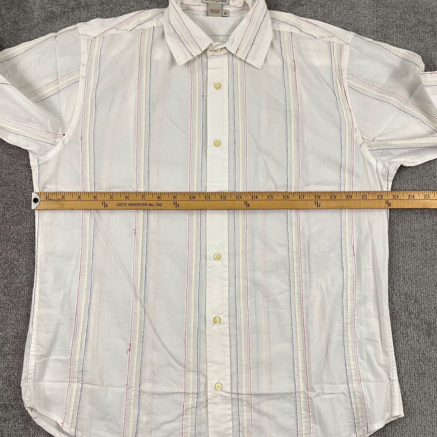 Carbon2Cobalt CARBON 2 COBALT Shirt Mens Medium White Red Blue Striped Button Up Long Sleeve Size US M / EU 48-50 / 2 - 4 Thumbnail