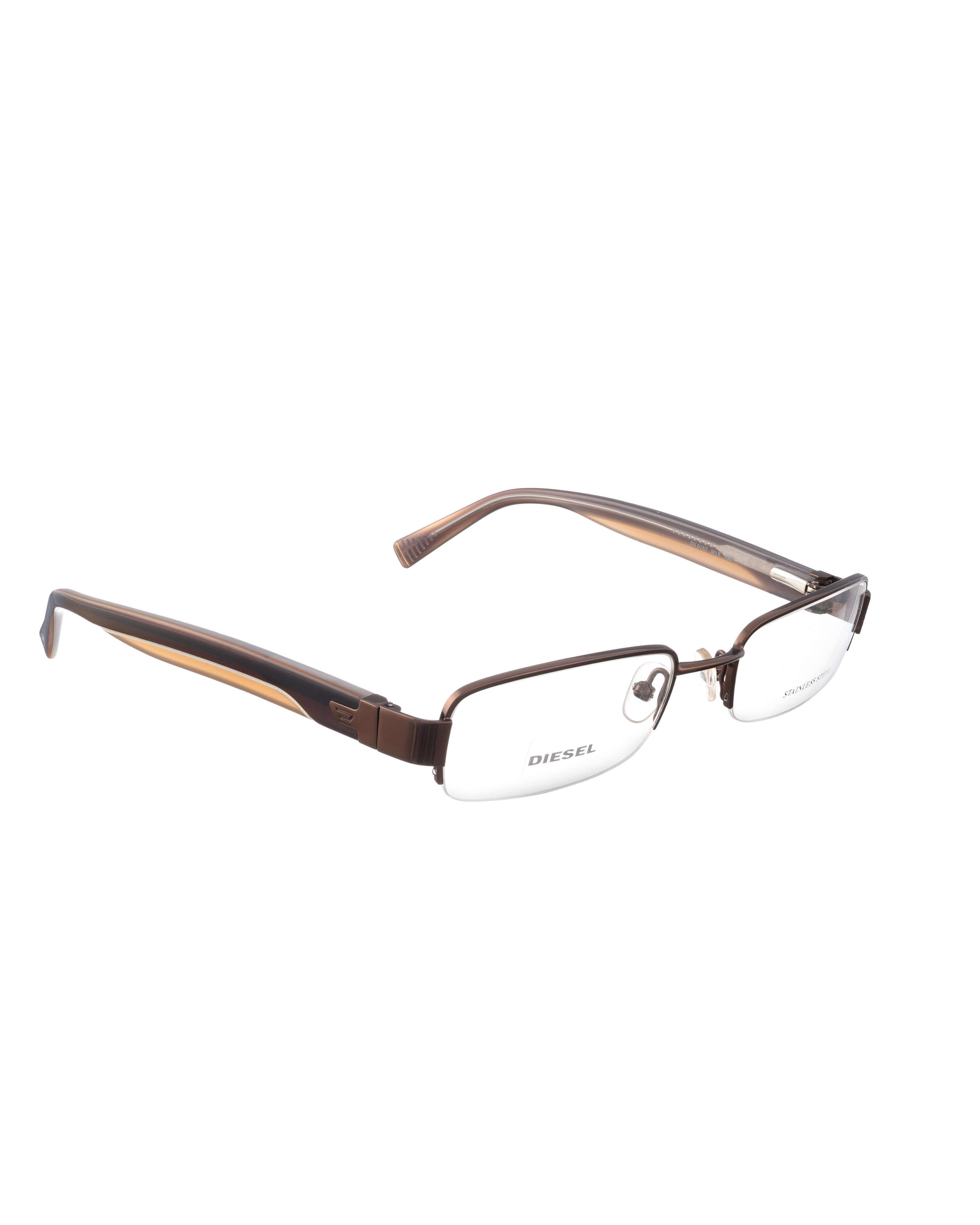 Diesel Diesel 00s Brown Half Rim Glasses with Brown & Cream Temples Size ONE SIZE - 1 Thumbnail