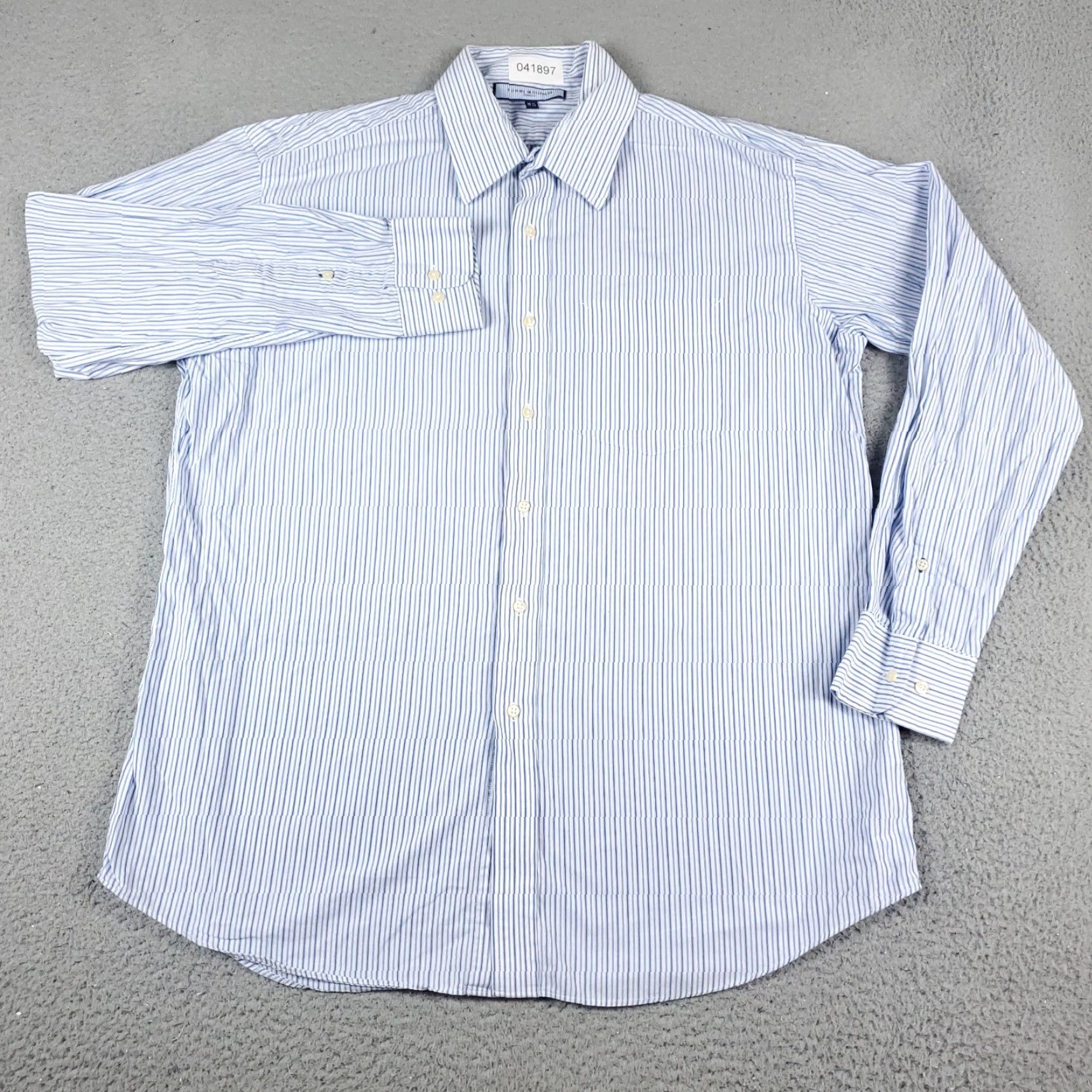 Tommy Hilfiger Tommy Hilfiger Shirt Adult Large Blue Striped Button-Up Long Sleeve Cotton Casual Classic Preppy Mens Size US L / EU 52-54 / 3 - 2 Thumbnail