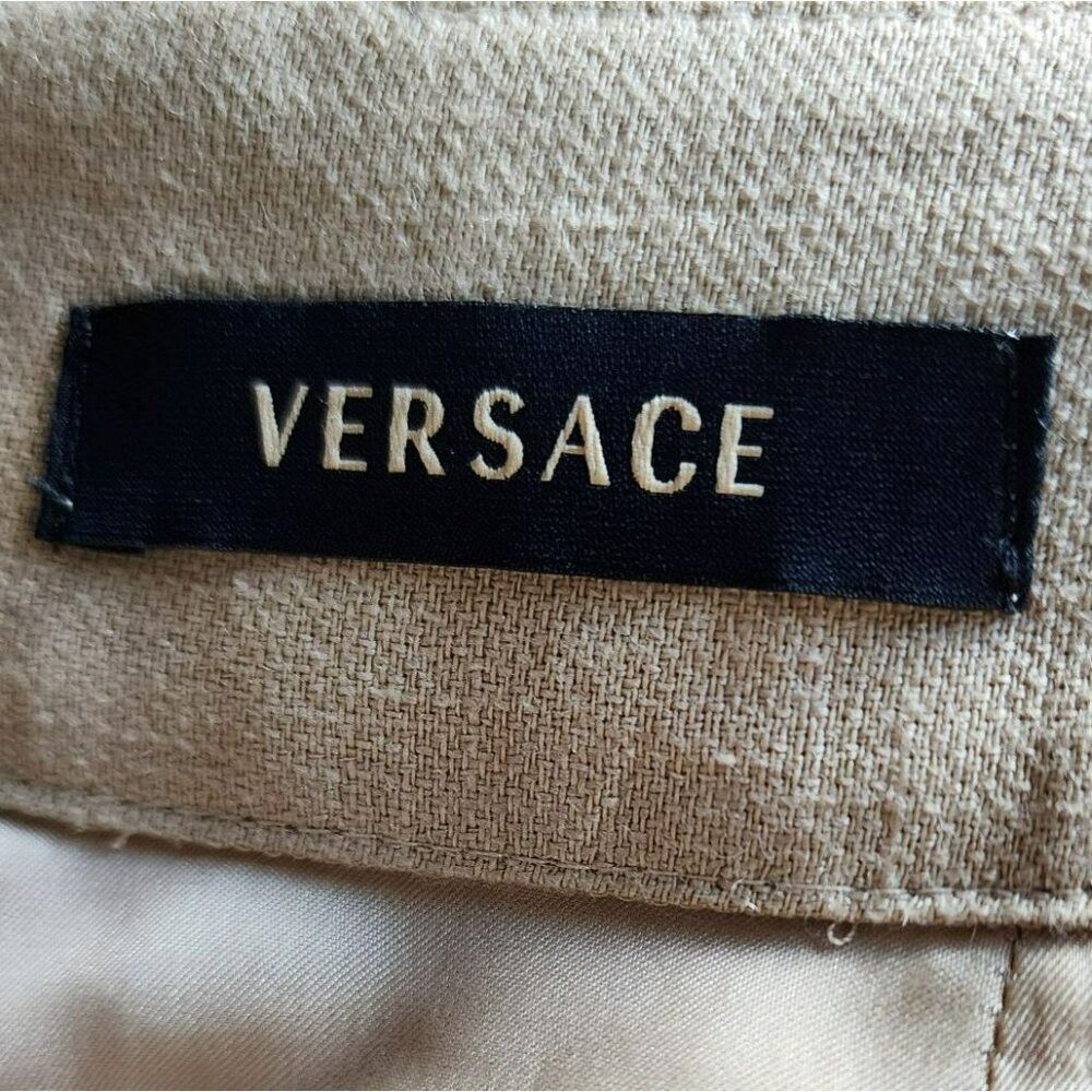 Versace Versace Skirt US10 IT46 – Tan Linen, Silk Lined, Patch Pock Size 34" / US 12 / IT 48 - 2 Thumbnail