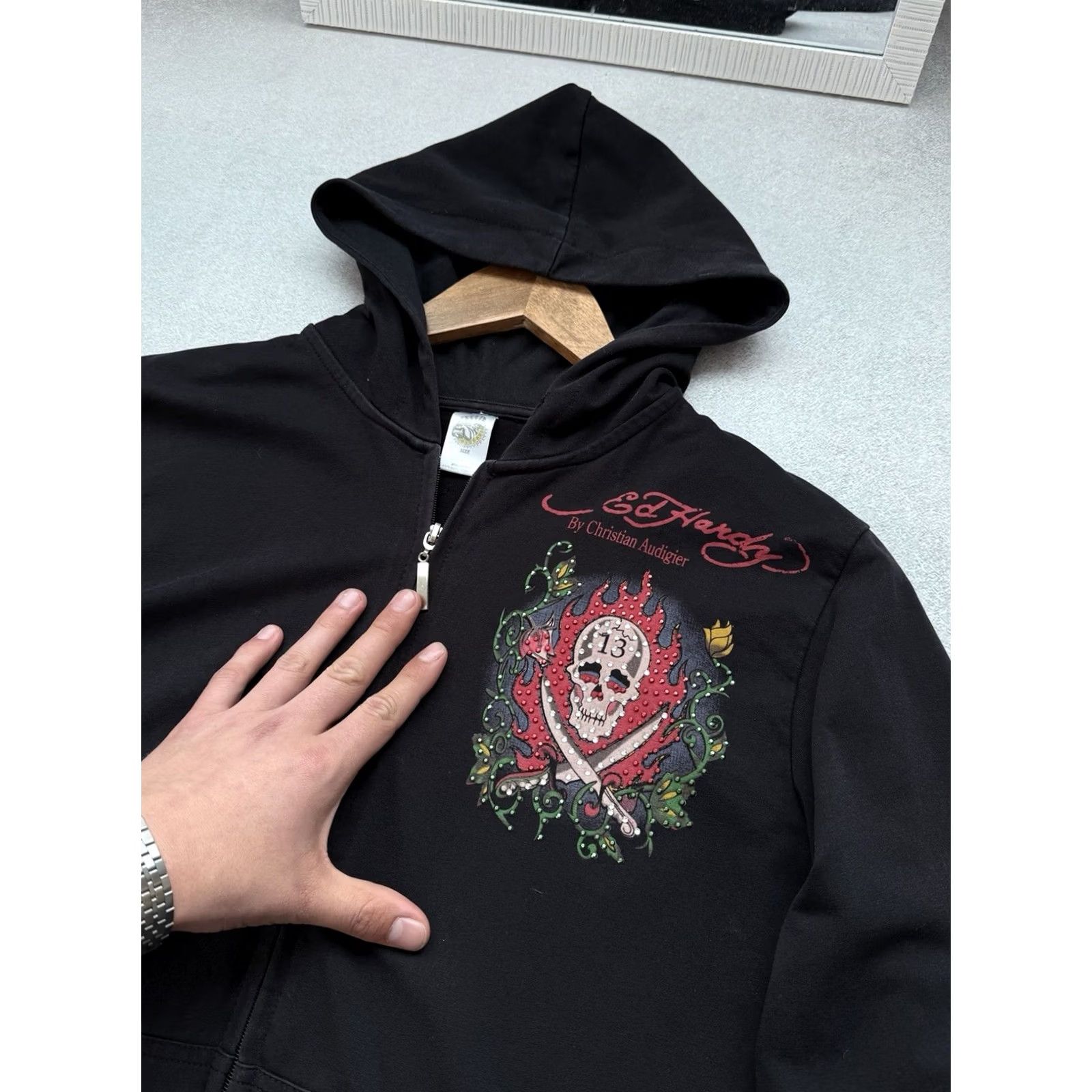 Ed Hardy Ed Hardy Scull Hoodie Full Zip Vintage Men’s M Black Size US M / EU 48-50 / 2 - 4 Thumbnail