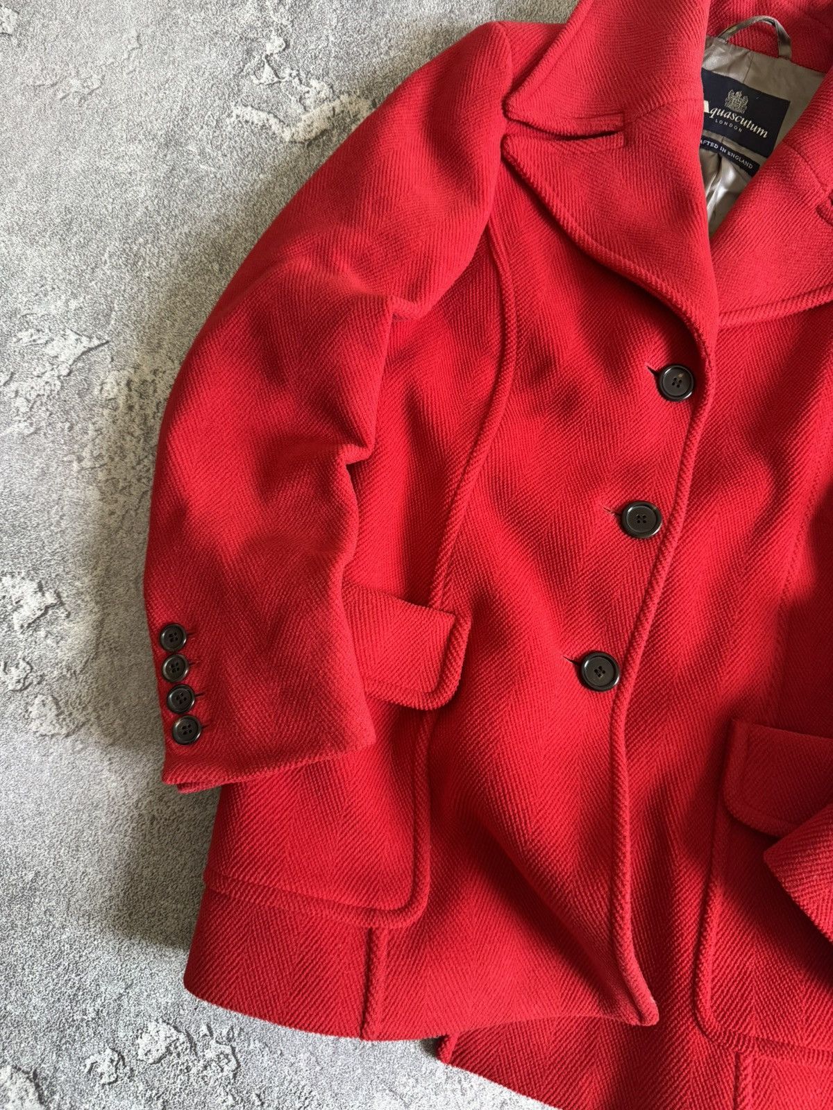 Aquascutum × Designer Aquascutum 14UK Red button up pea coat wool jacket duffle Size L / US 10 / IT 46 - 3 Thumbnail