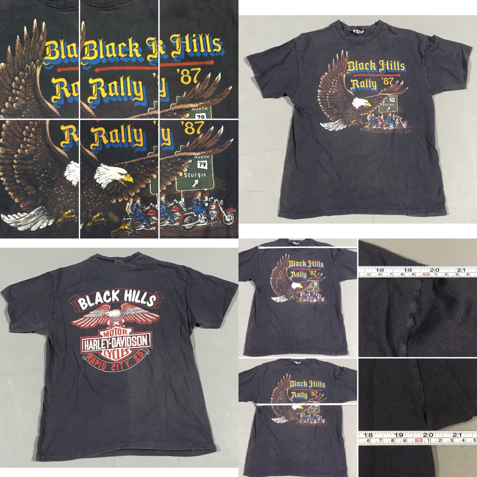 Hanes VINTAGE Harley Davidson Motorcycles T Shirt Black Hills Rally ’87 XL Men Hanes 100% Cotton Graphic Tee Short Sleeve Black 1980s Size US XL / EU 56 / 4 - 8 Thumbnail