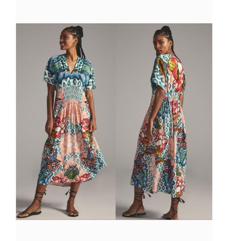 image of New Anthropologie Bl-Nk The Tatiana Kaftan $148 Os Coral in Pink, Women's