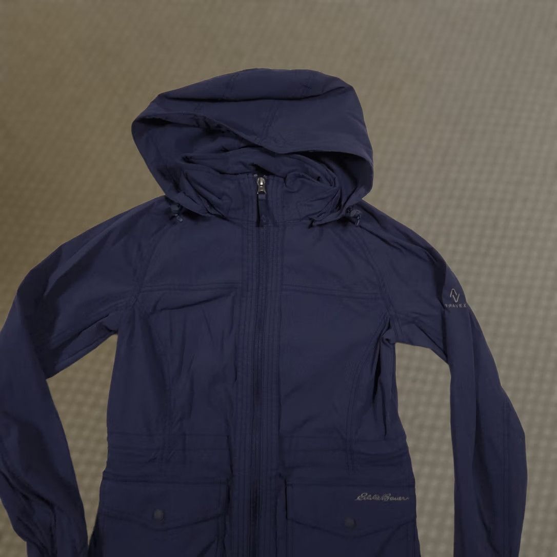 Eddie Bauer VINTAGE Coat Womens Petite XS Blue Travex Hooded Rain Softshell Full Zip Size XS / US 0-2 / IT 36-38 - 1 Thumbnail