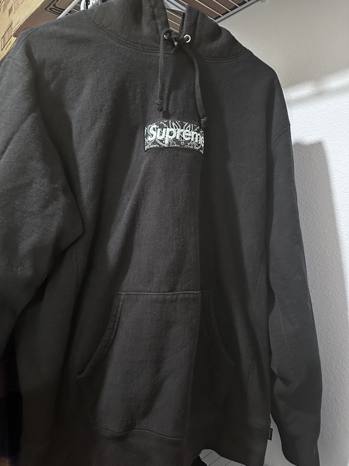 image of Supreme Bandana Box Logo Hoodie in Black, Men's (Size Large)