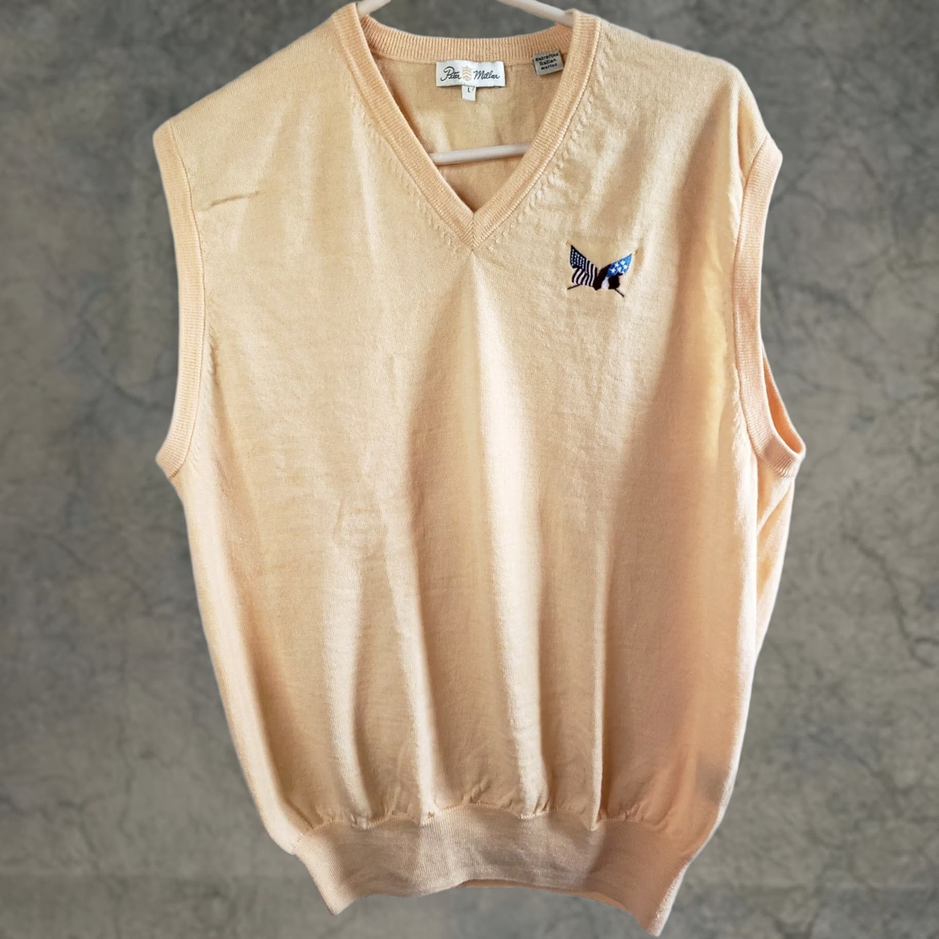 Peter Millar Peter Millar Vest Sweater Men's L Yellow Merino Wool V-Neck Golf Flags Classic Preppy 90s Seasonal Mens Size US L / EU 52-54 / 3 - 1 Thumbnail