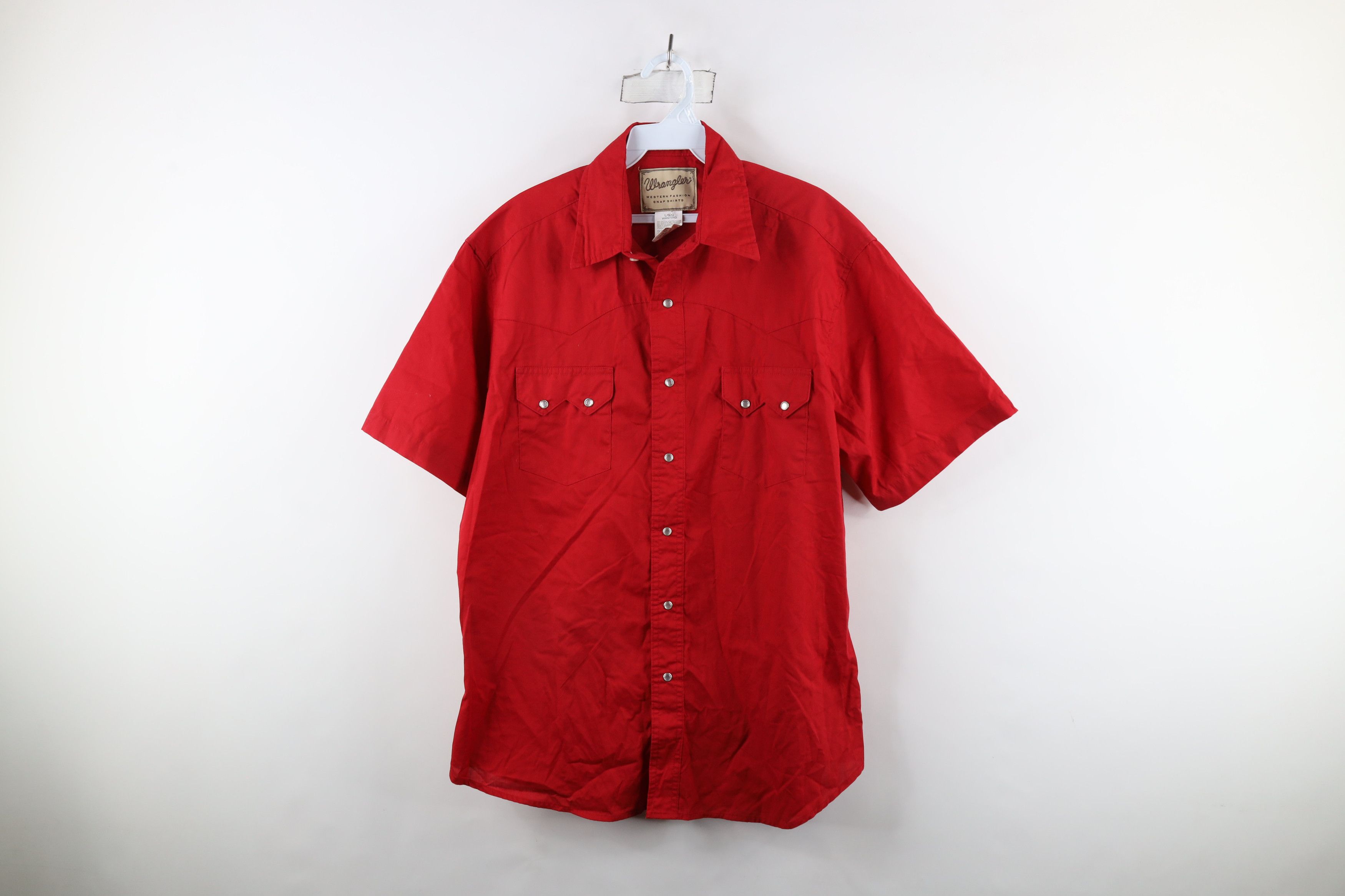 Vintage × Wrangler Vintage 90s Wrangler Western Short Sleeve Snap Button Shirt Size US L / EU 52-54 / 3 - 1 Thumbnail