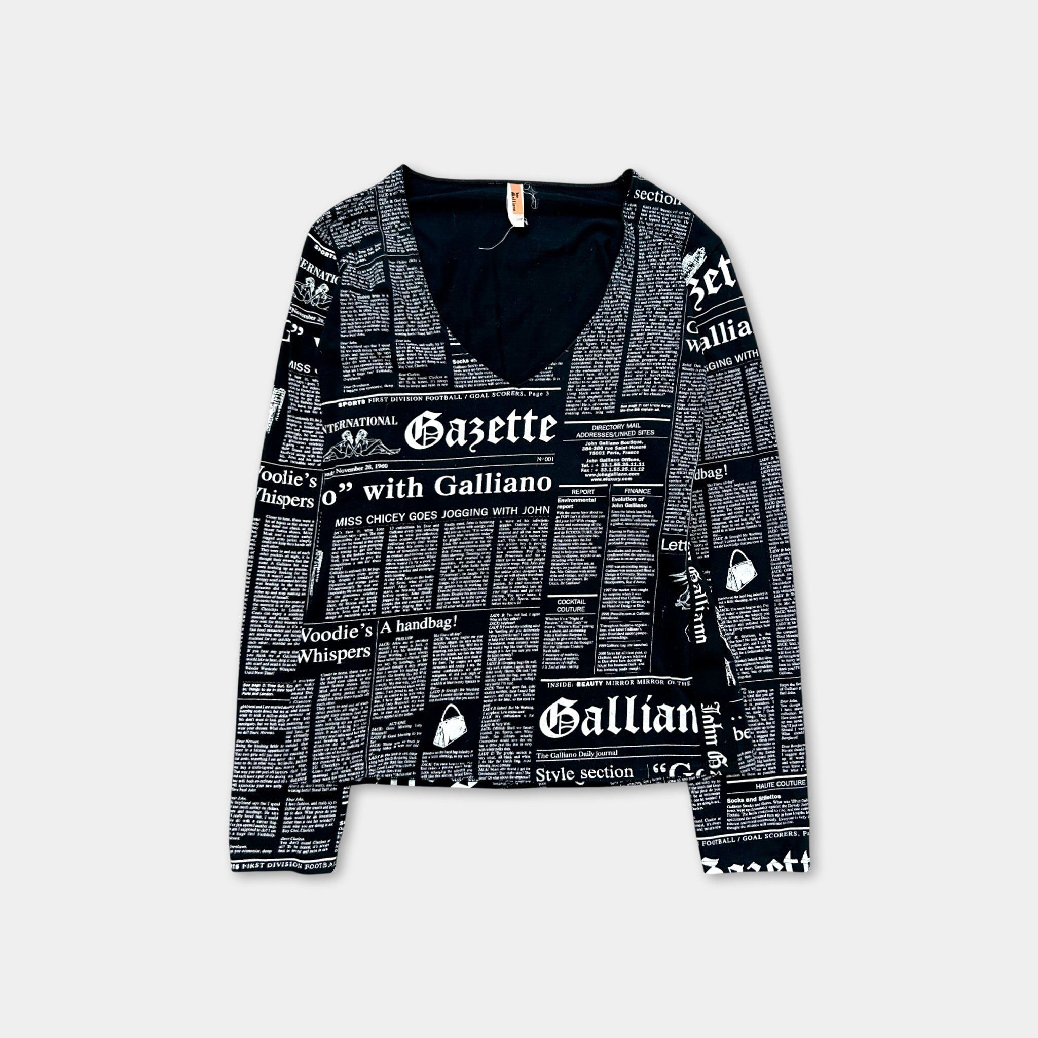 John Galliano Galliano "Gazette" Newspaper Print V-neck Longsleeve Size M / US 6-8 / IT 42-44 - 1 Thumbnail