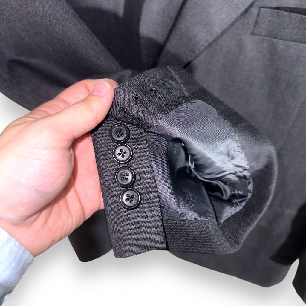 Oxxford Clothes Gray Oxxford Clothes Bespoke 3 Roll 2 Suit Jacket Size 46R Size 46R - 8 Thumbnail