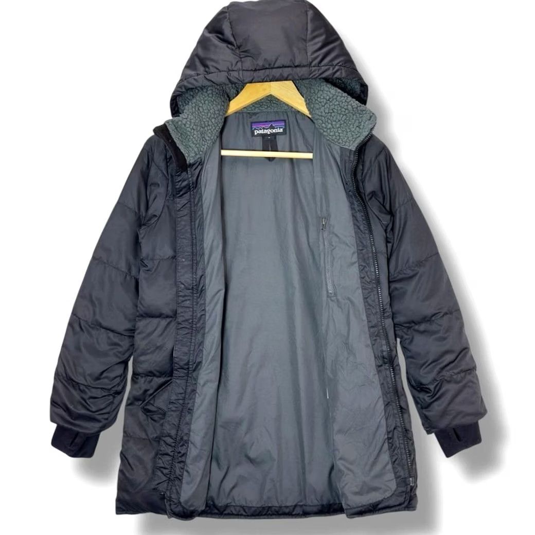 Patagonia Patagonia Girl's Down Parka Puffer Coat Hooded Sherpa Lined Quilted Black Sz M Size M / US 6-8 / IT 42-44 - 2 Thumbnail