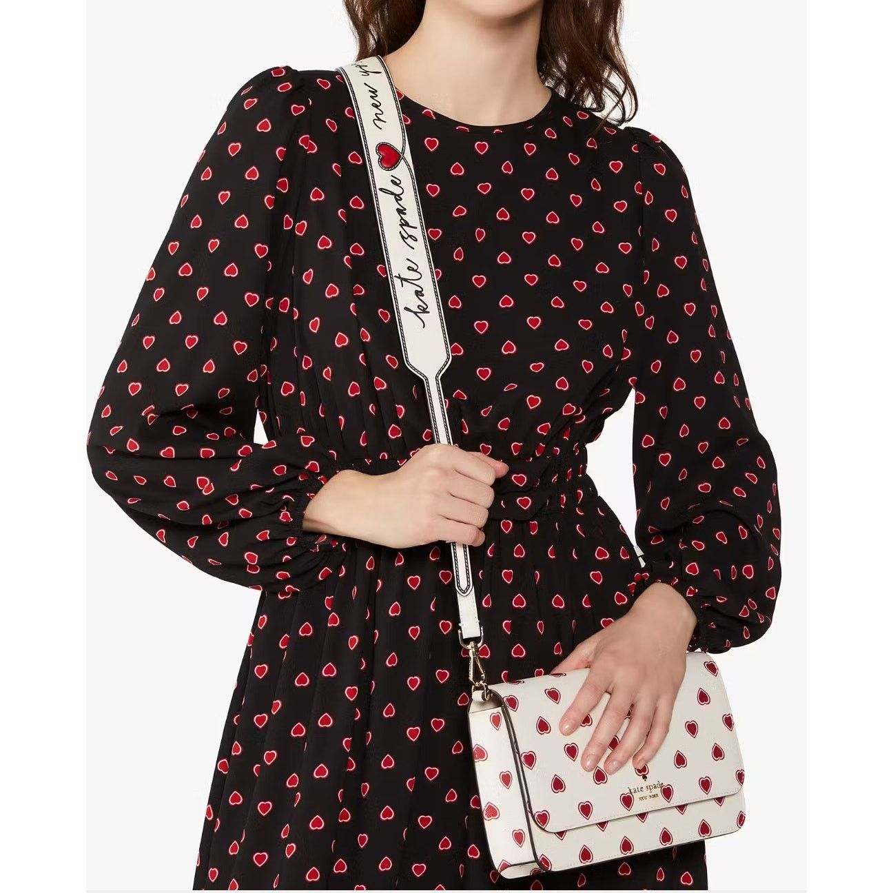 Kate Spade Kate Spade Script Logo Heart Leather Bag Strap in Meringue Size ONE SIZE - 8 Thumbnail