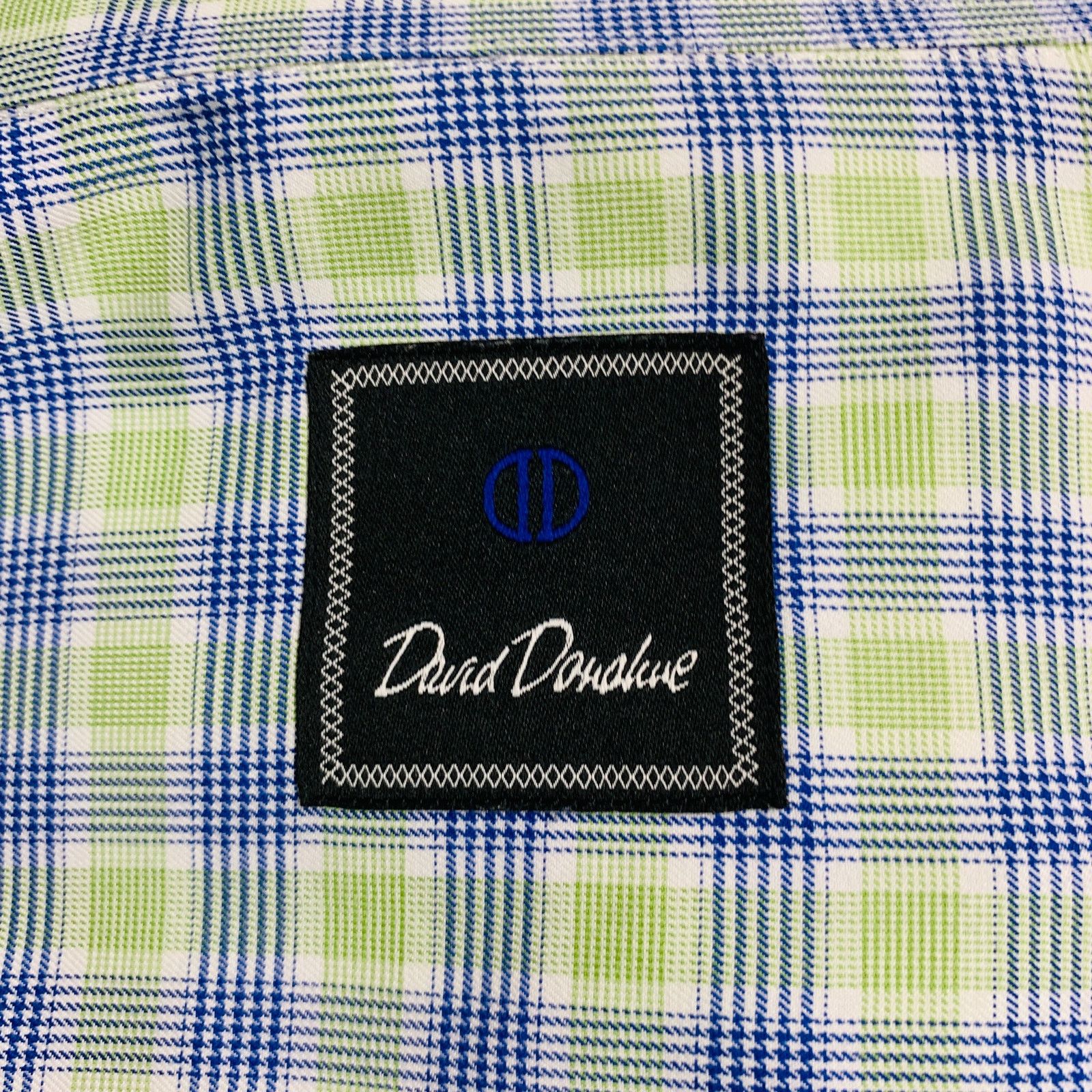 David Donahue Size XL Green Blue Plaid Cotton Long Sleeve Shirt Size US XL / EU 56 / 4 - 4 Thumbnail