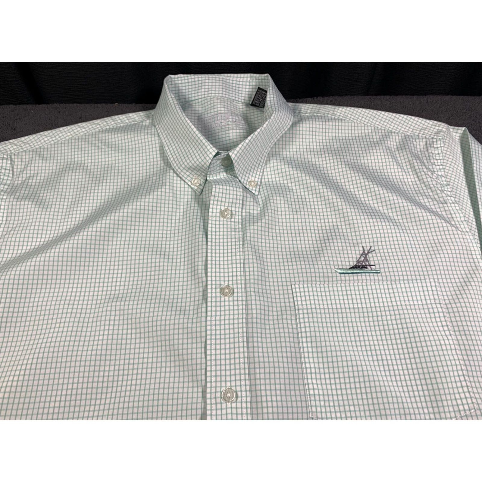 Vintage VINTAGE Coastal Outfitters Shirt Men XL Check Cotton Short Sleeve Green White Yacht - 26" Armpit to Armpit - 35" Length Size US XL / EU 56 / 4 - 3 Thumbnail
