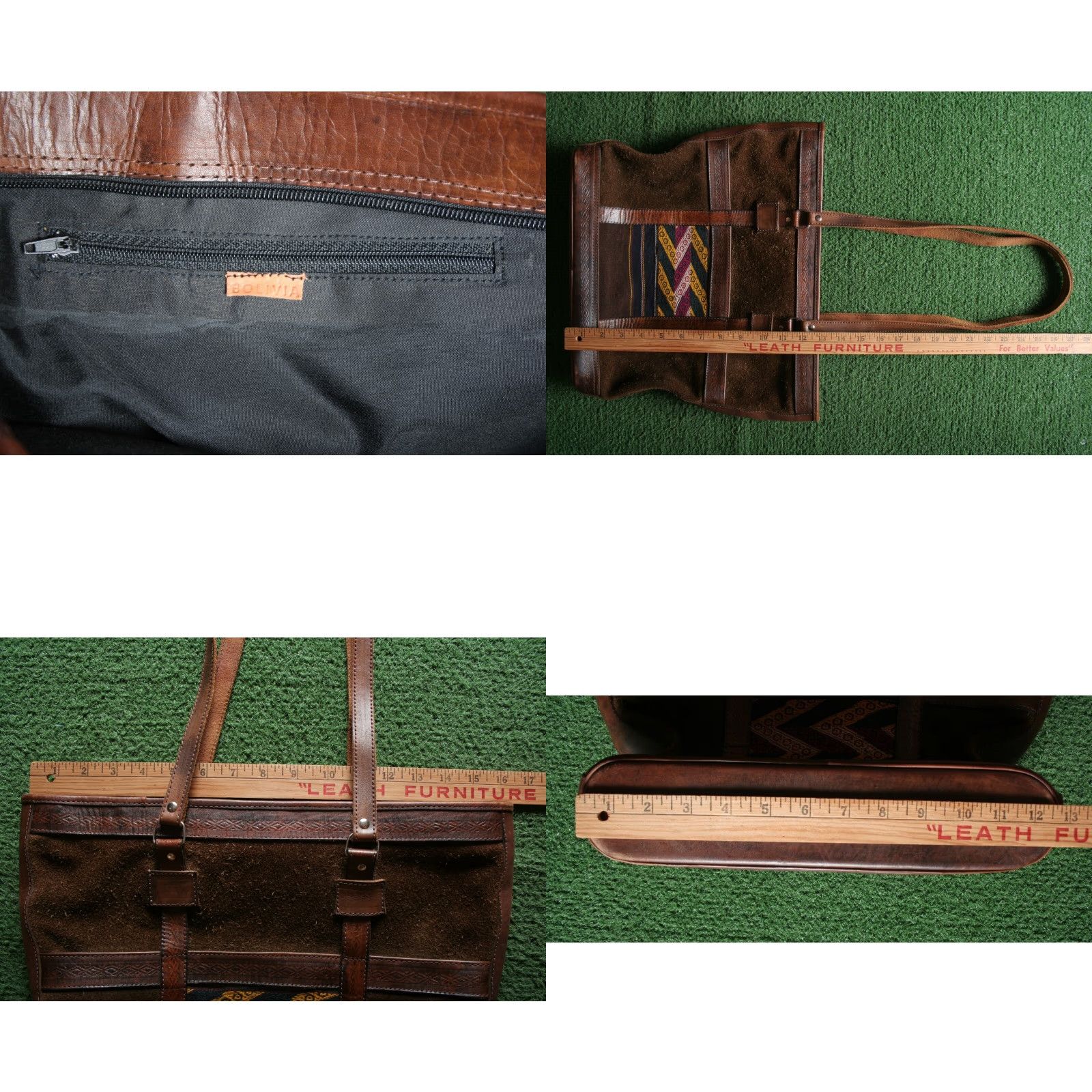 Vintage VINTAGE Bolivian Suede, Tooled Leather & Tapestry Slim Shoulder Tote Bag Size ONE SIZE - 9 Thumbnail