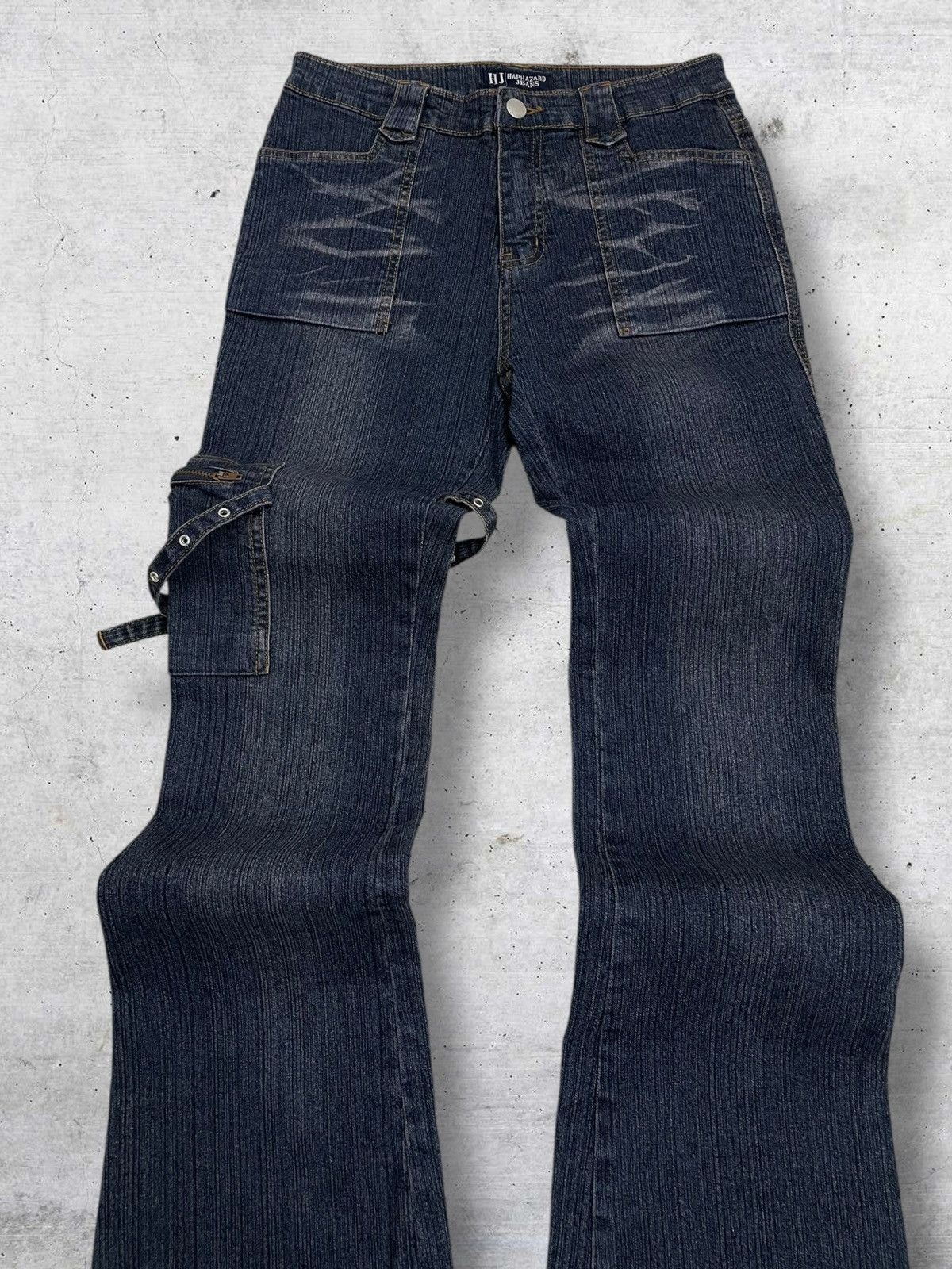 Beauty Beast VINTAGE HAPHAZARD 90S JAPAN DESIGNER FLARED BONDAGE OG DENIM Size US 27 - 4 Thumbnail