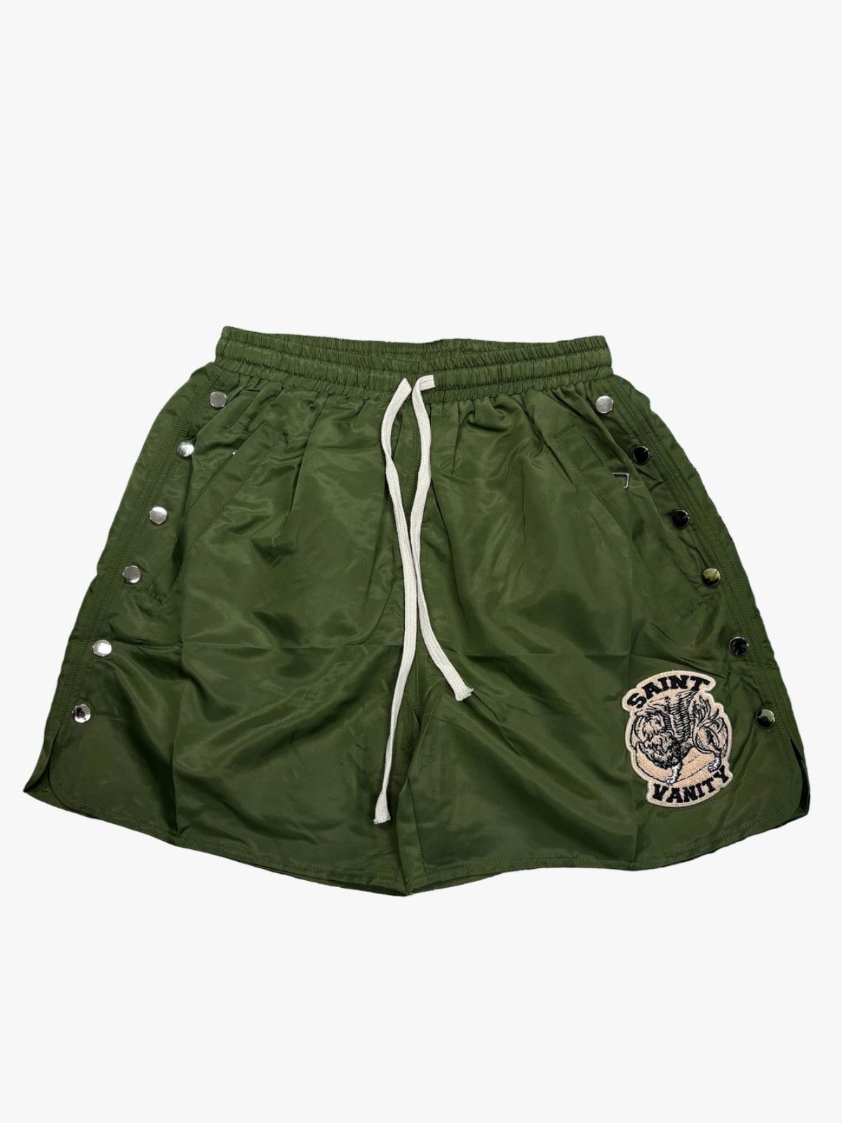 Saint Vanity Saint Vanity Nylon Olive Button Up Shorts Size US 36 / EU 52 - 1 Preview