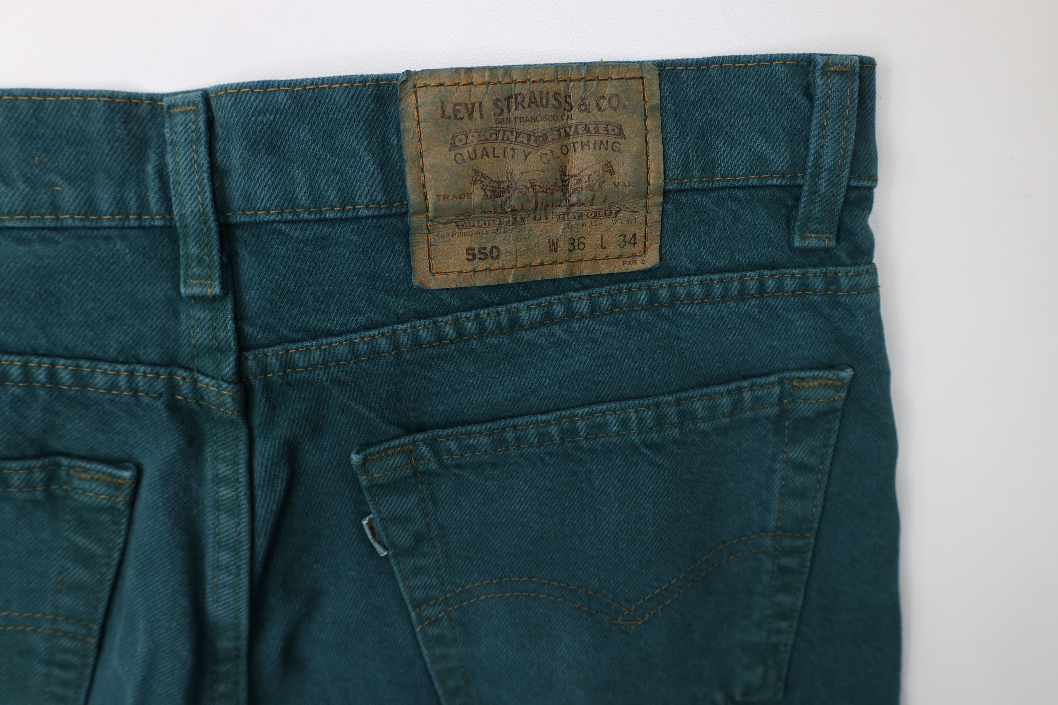 Levi's Vintage 90s Levis 550 Fit Denim Jeans Green Cotton USA Size US 36 / EU 52 - 13 Thumbnail