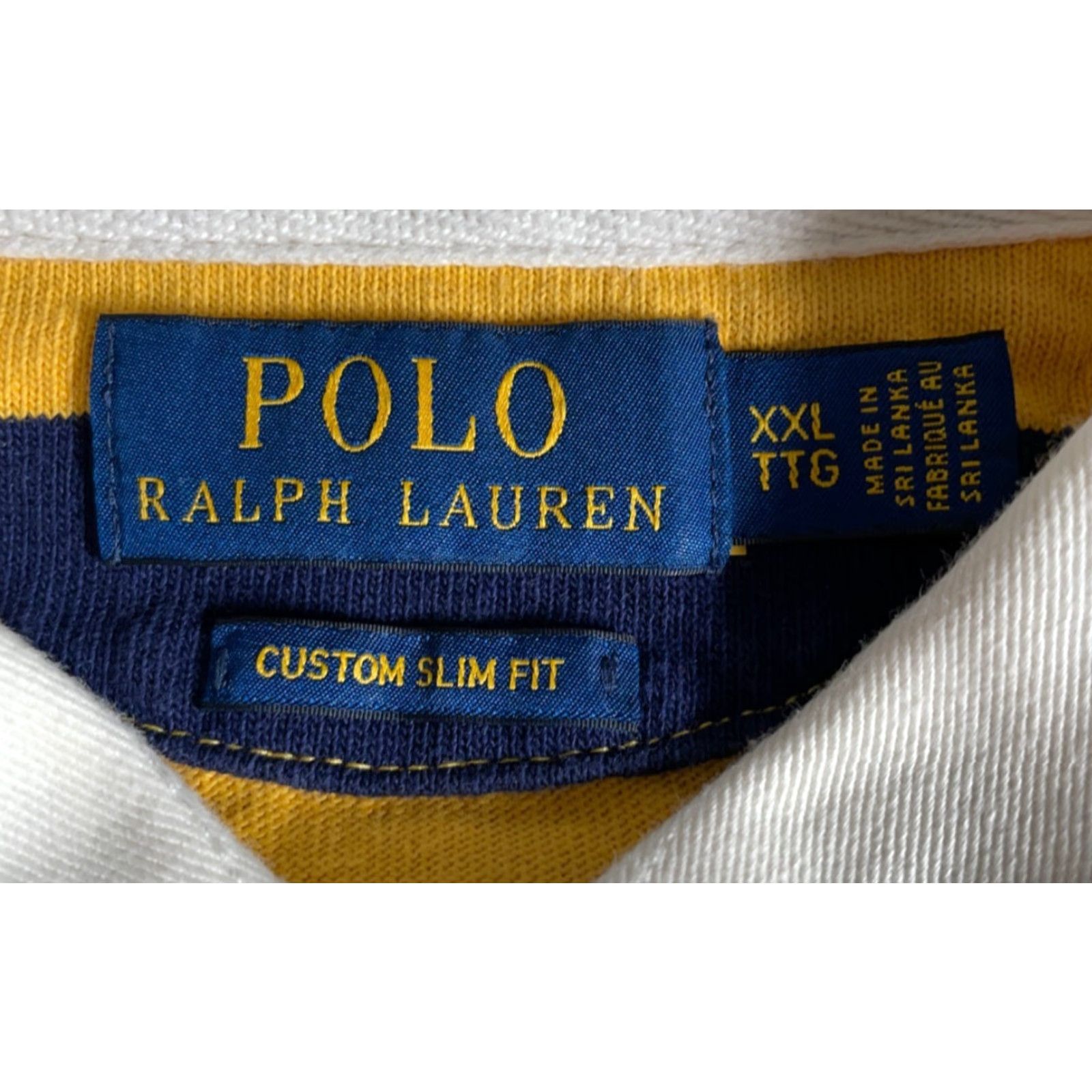 Polo Ralph Lauren Polo Ralph Lauren Rugby Shirt Men's 2XL Yellow Blue Stripe Custom Slim Fit Size US XXL / EU 58 / 5 - 3 Thumbnail