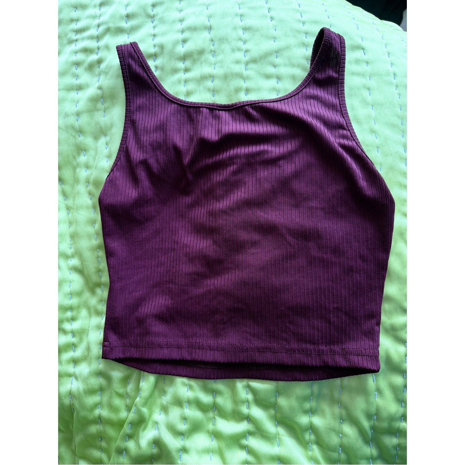Shein SHEIN Maroon Ribbed Crop Tank Top Size Small EUC Size S / US 4 / IT 40 - 3 Thumbnail