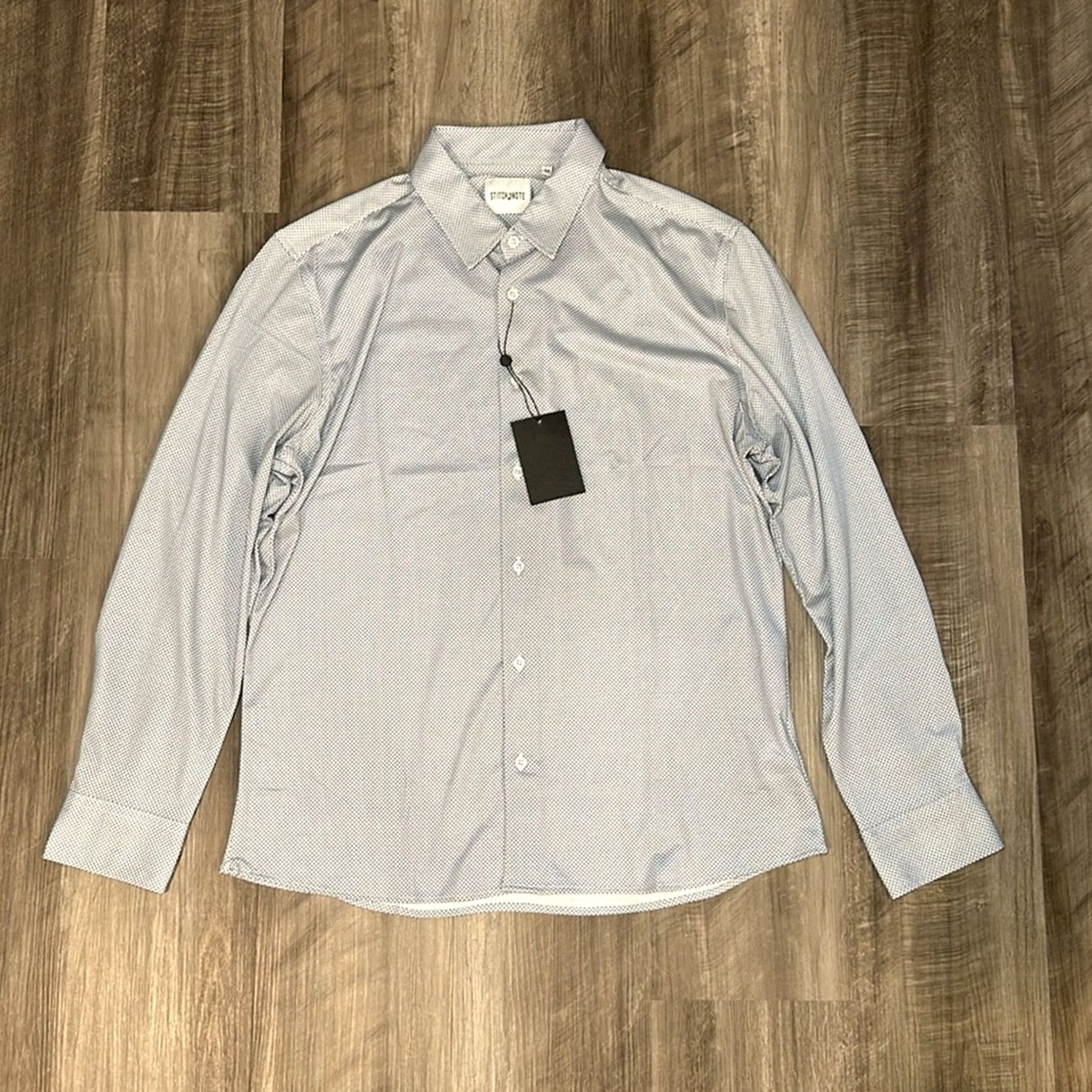 Vintage Stitch Note Long Sleeve Button-Up Shirt Navy Blue Men M Size US M / EU 48-50 / 2 - 2 Thumbnail