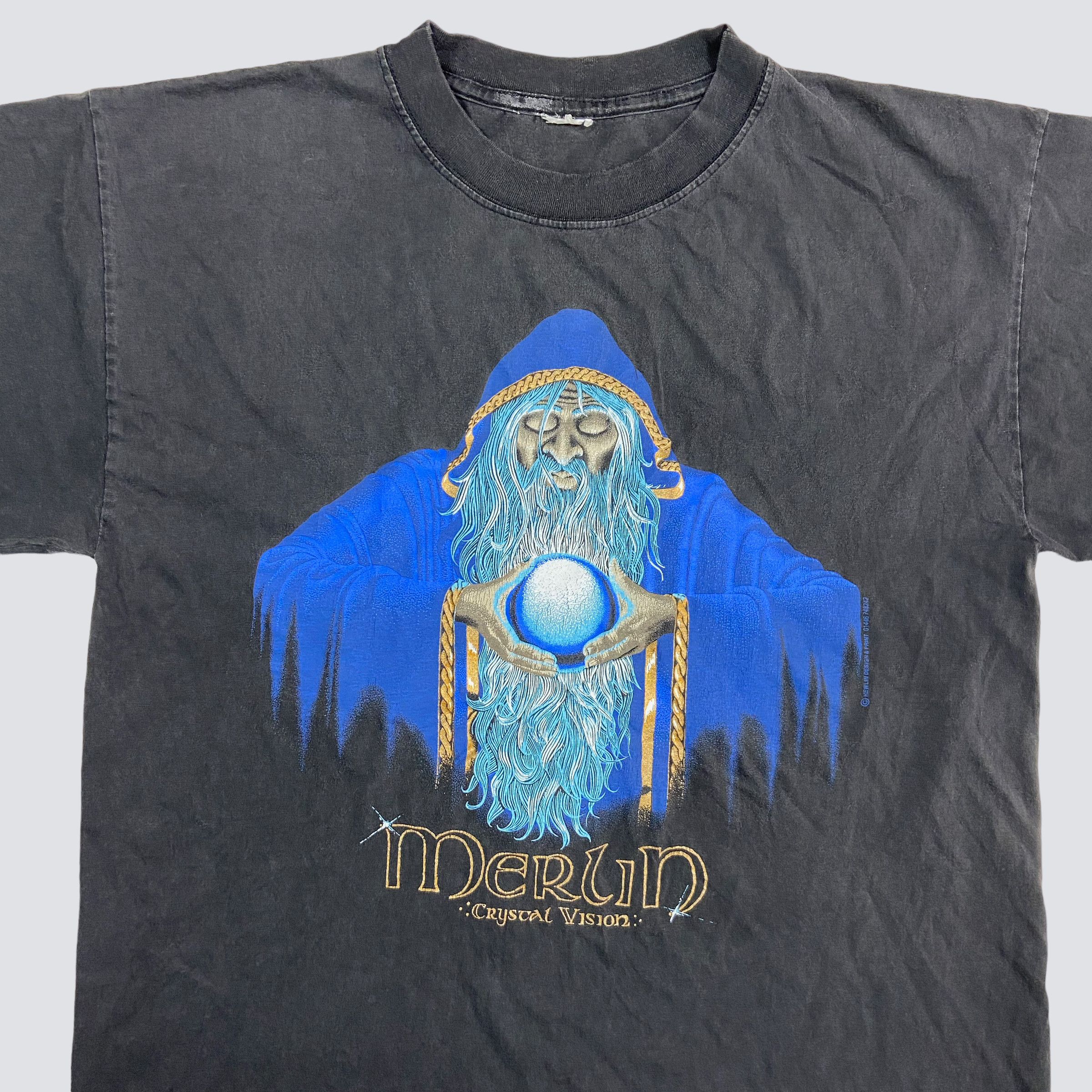 Vintage 🔮 MERLIN CRYSTAL VISION ARCHIVE 1990s SUN FADED TEE - № 218 Size US XL / EU 56 / 4 - 3 Thumbnail