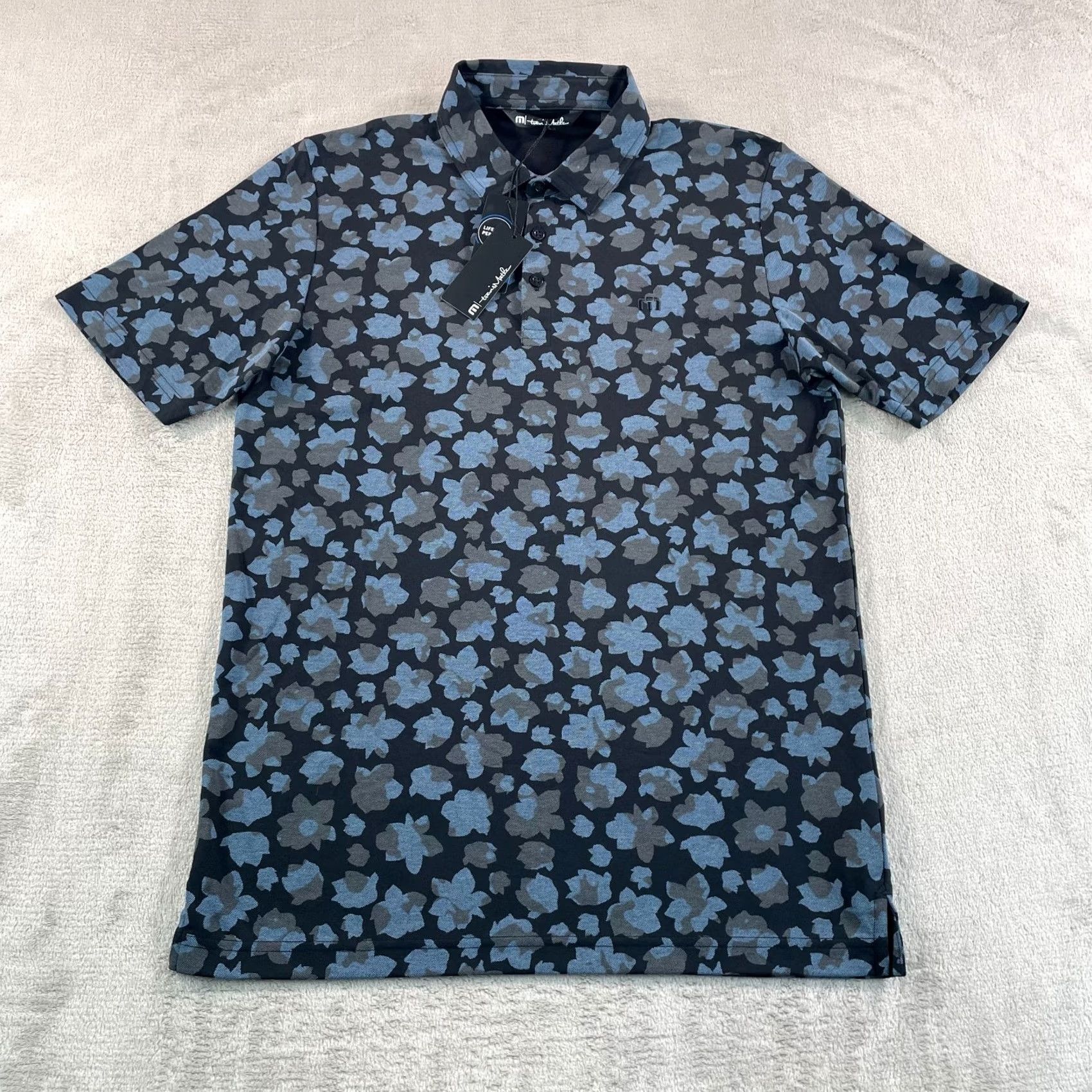 TravisMathew Travis Mathew By The Wharf Golf Polo Shirt Men M Black Floral Performance Shirt Size US M / EU 48-50 / 2 - 3 Thumbnail