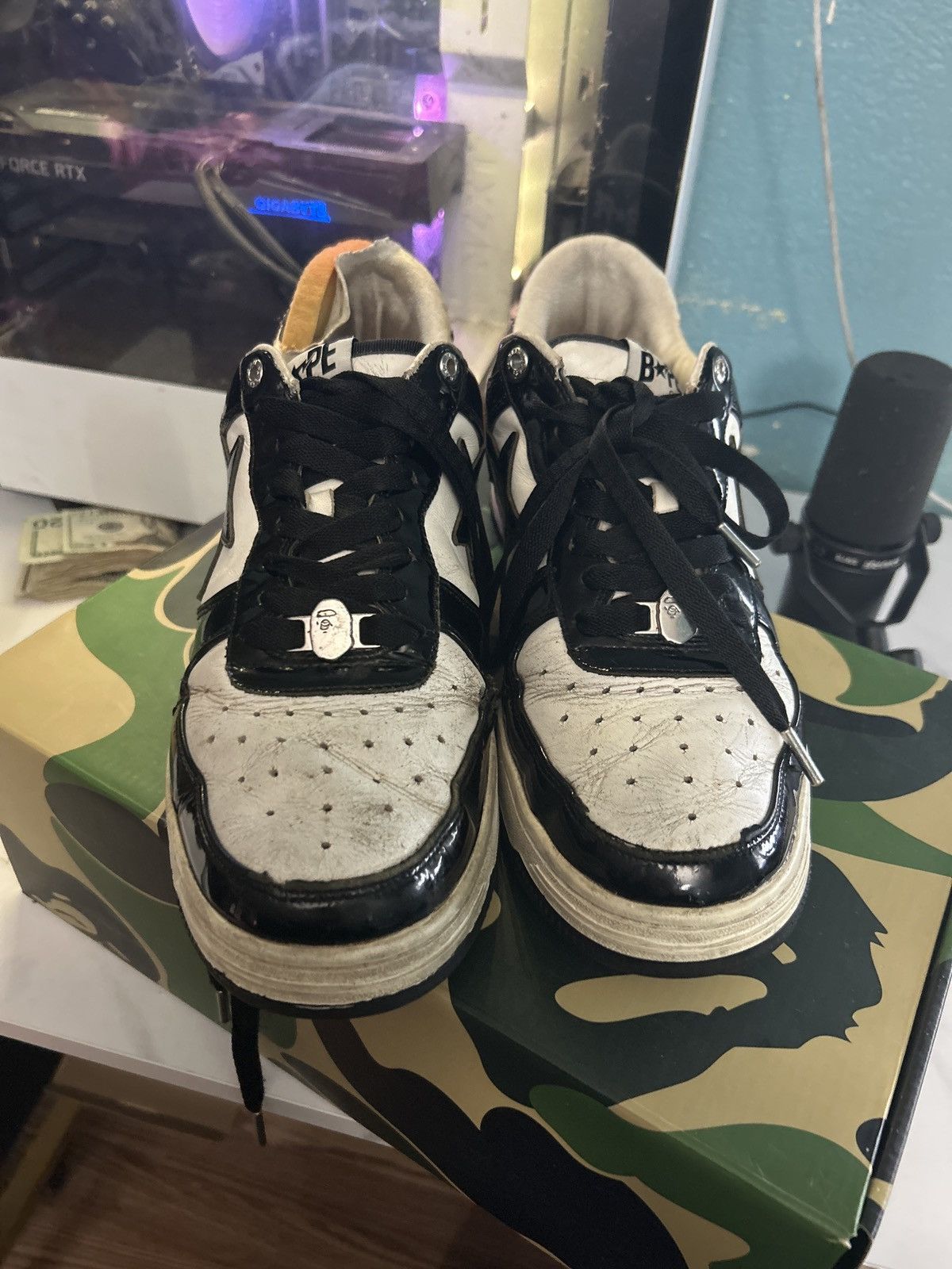 Bape Bape Sta Low M1 IT Black/White Size US 12 / EU 45 - 5 Thumbnail
