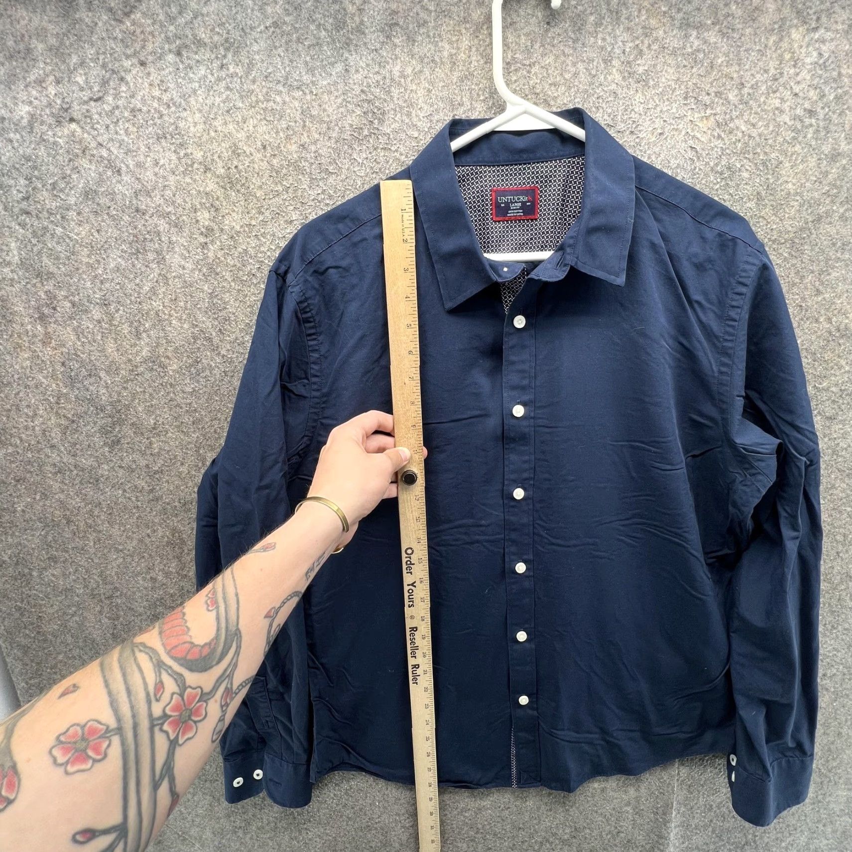 UNTUCKit UNTUCKit Shirt Mens Large Blue Solid Long Sleeve Button Front Slim Fit Casual Size US L / EU 52-54 / 3 - 4 Thumbnail