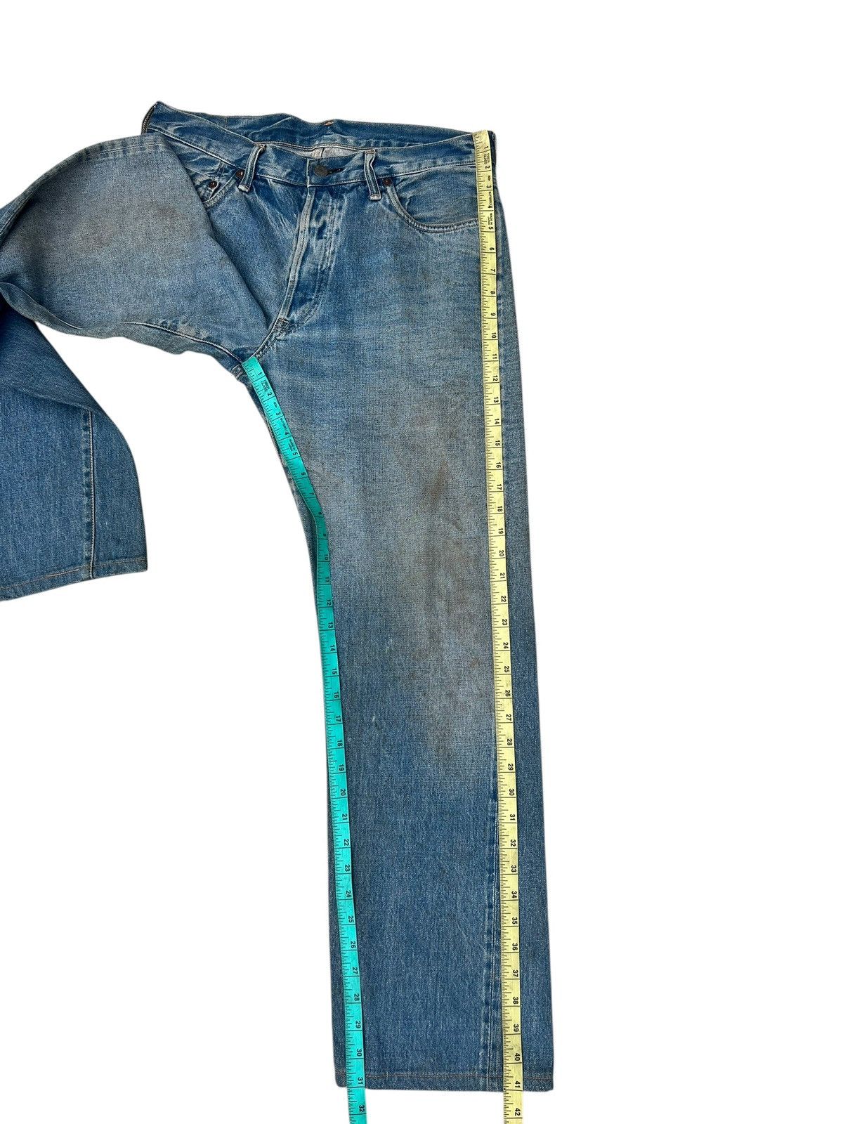 Johnbull Vintage 90s Sewing Chop Johnbull Stain Denim Selvedge Jeans Size US 34 / EU 50 - 6 Thumbnail