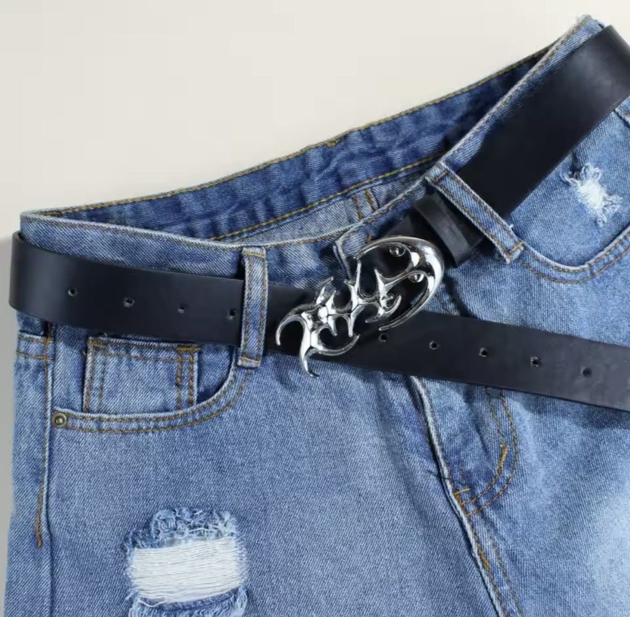 Japanese Brand × Vintage A8 - Y2K Silver Buckle Belt Size ONE SIZE - 3 Thumbnail