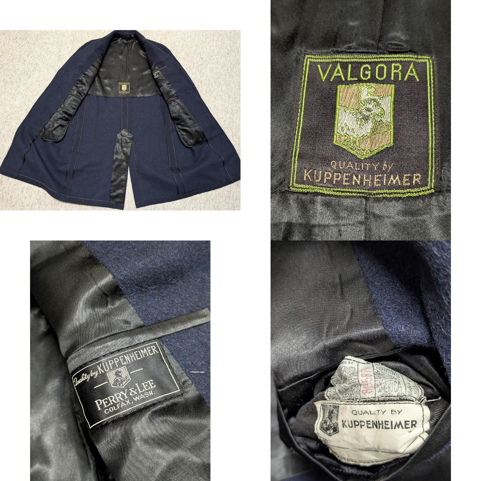 Vintage VINTAGE union made OVERCOAT blue wool peak lapel 38 S coat Mens 1940s VALGORA Size US S / EU 44-46 / 1 - 8 Thumbnail