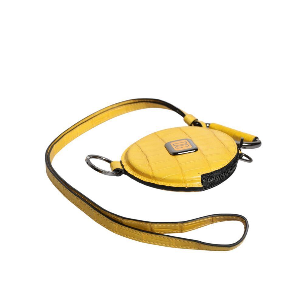 Dolce & Gabbana Dolce & Gabbana Yellow Round Leather DG Logo Coin Purse Lany Size ONE SIZE - 5 Thumbnail