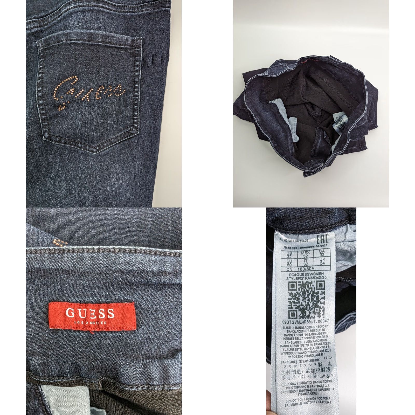 Guess **GUESS Women's Dark Wash Skinny Jeans Size 32 Stretch Black** User: GUESS Women's Dark Wash Skinny Jeans Size 32 Stretch Black Size 24" / US 00 / IT 34 - 8 Thumbnail