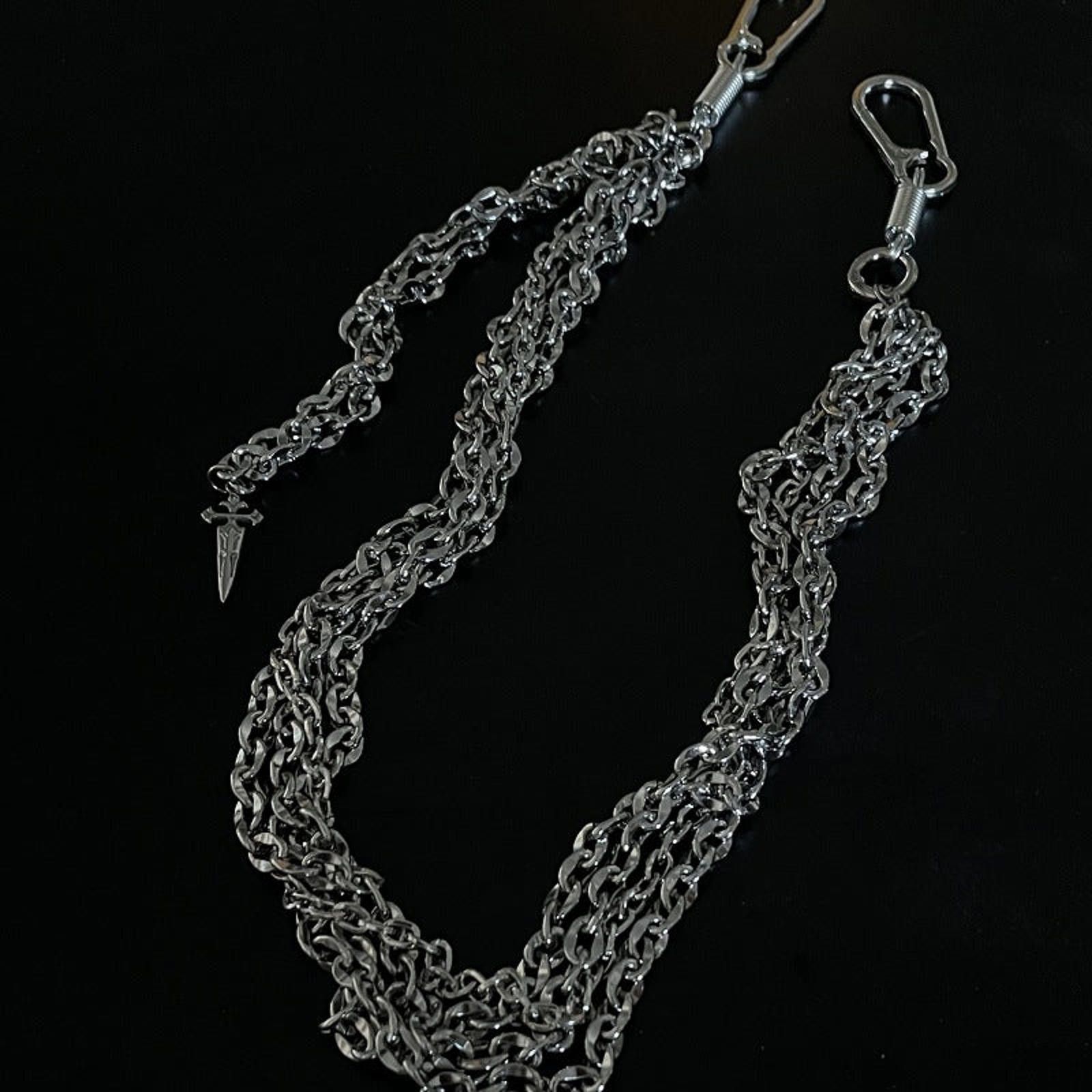 Jewelry Silver Multi-Strand Chain Wallet Chain with Clips Size ONE SIZE - 3 Thumbnail