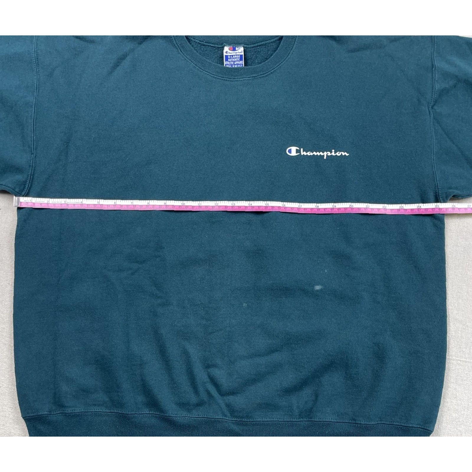 Champion VINTAGE Champion XL 90s Crewneck Sweatshirt Pullover Spell Out Logo Teal Mens Size US XL / EU 56 / 4 - 6 Thumbnail