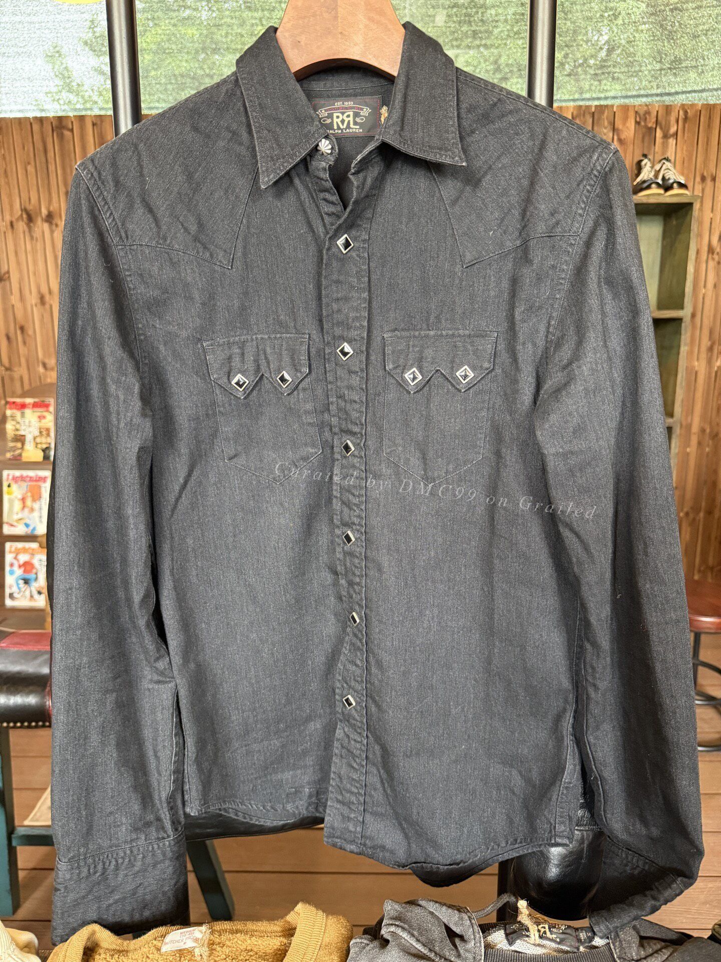 RRL Ralph Lauren Double RL Sawtooth Denim Western Shirt | Grailed