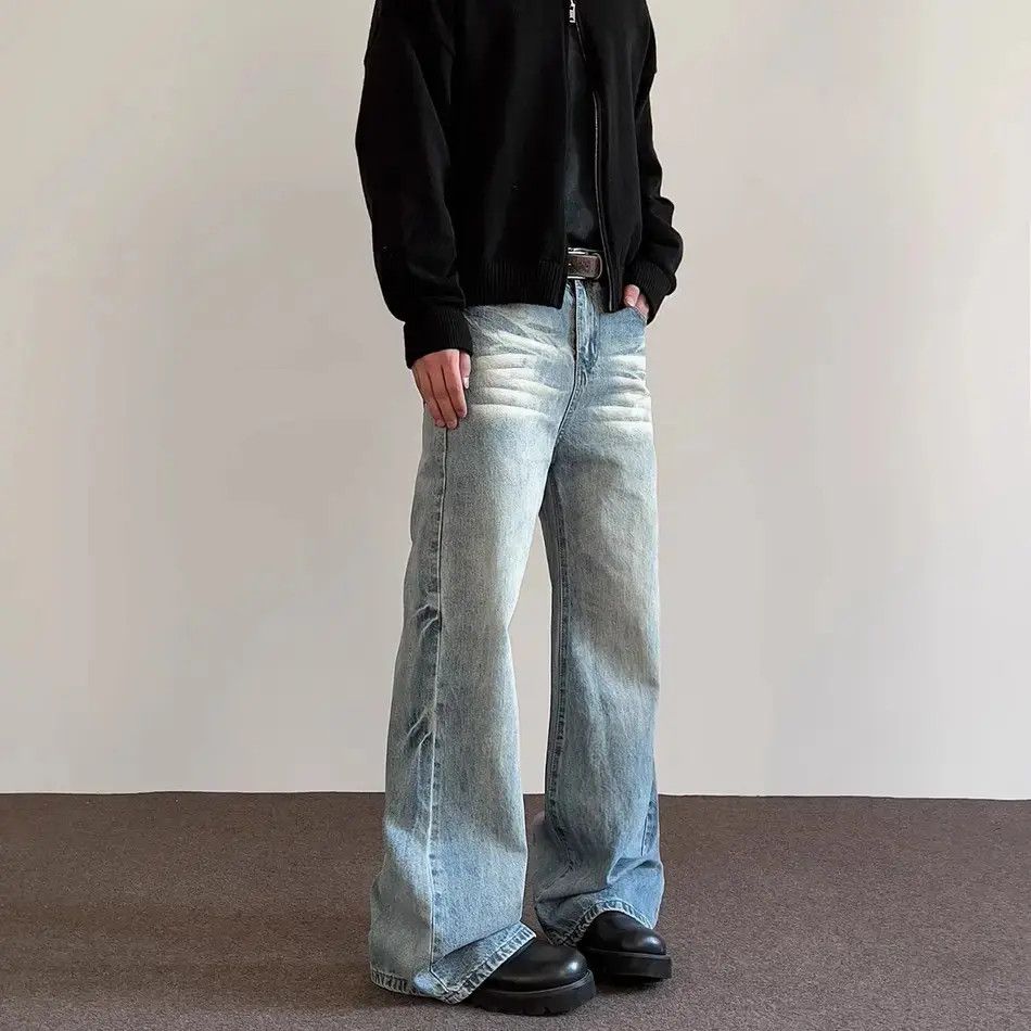 Japanese Brand Retro loose straight leg wide leg cat whisker jeans Size US 32 / EU 48 - 1 Thumbnail