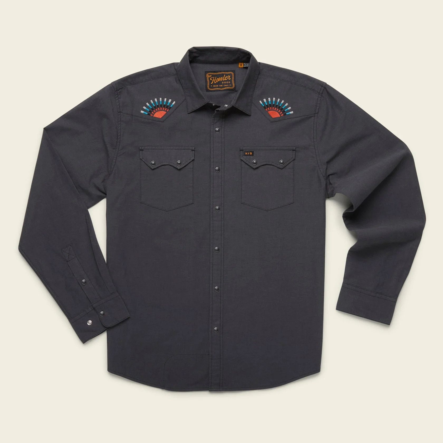 image of Howler Brothers Crosscut Snapshirt Sunbeams Black Chambray, Men's (Size XL)