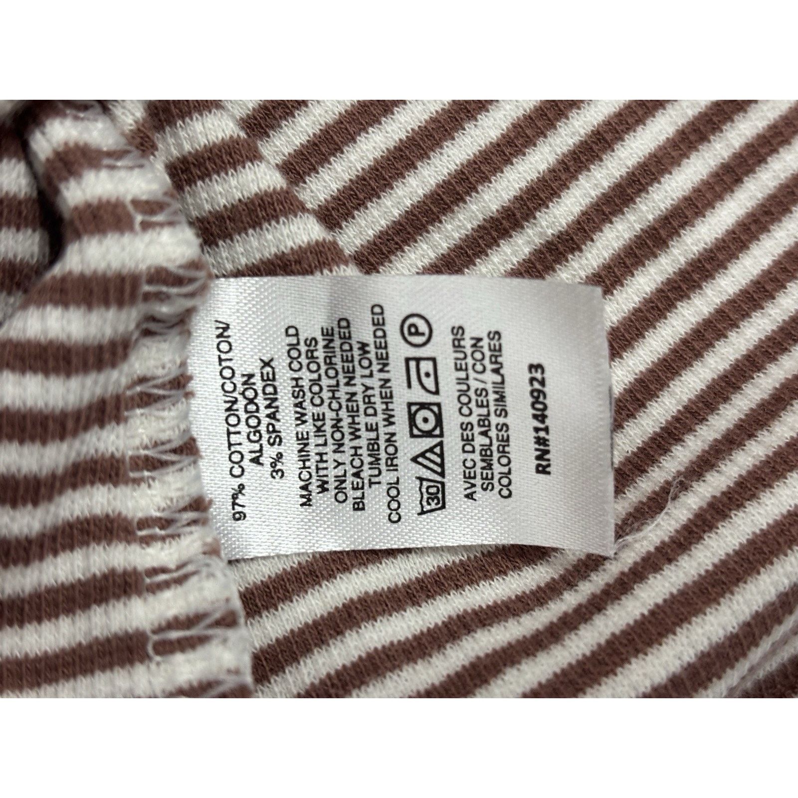 Loft LOFT Petites Brown White Striped SS Scoop Neck T-shirt LP Size L / US 10 / IT 46 - 6 Thumbnail