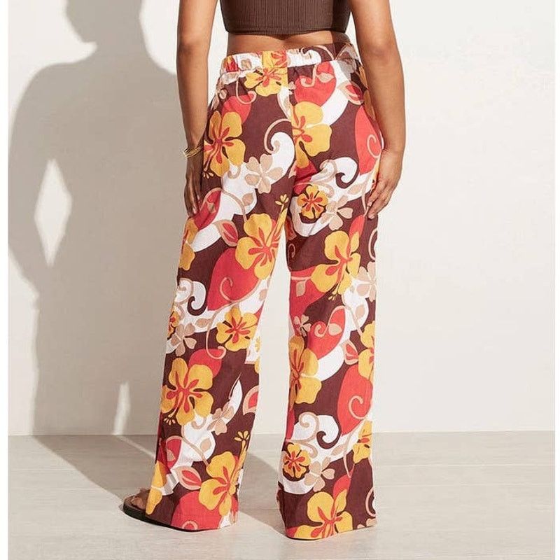 FAITHFULL NWT Faithfull the Brand Celvia Cotton Pant Sz. 2 Brown White Size 26" / US 2 / IT 38 - 6 Thumbnail