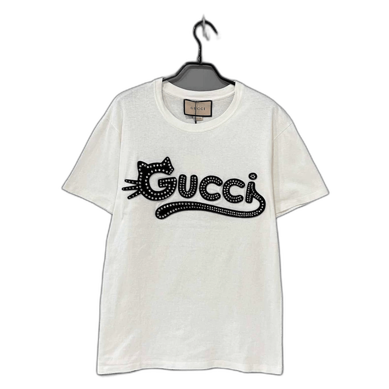 Gucci White Short Sleeve Gucci Cat Logo Tee Size XS / US 0-2 / IT 36-38 - 1 Thumbnail